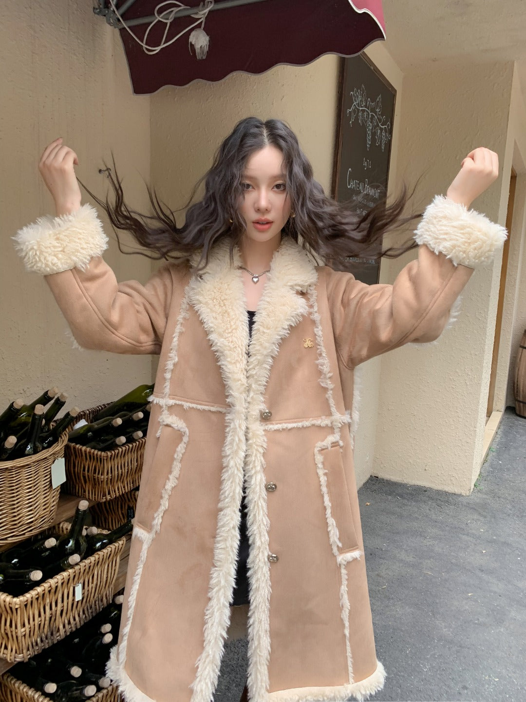 LAFREEDOM SALE Leather and Fur Maxi Coat(2color)