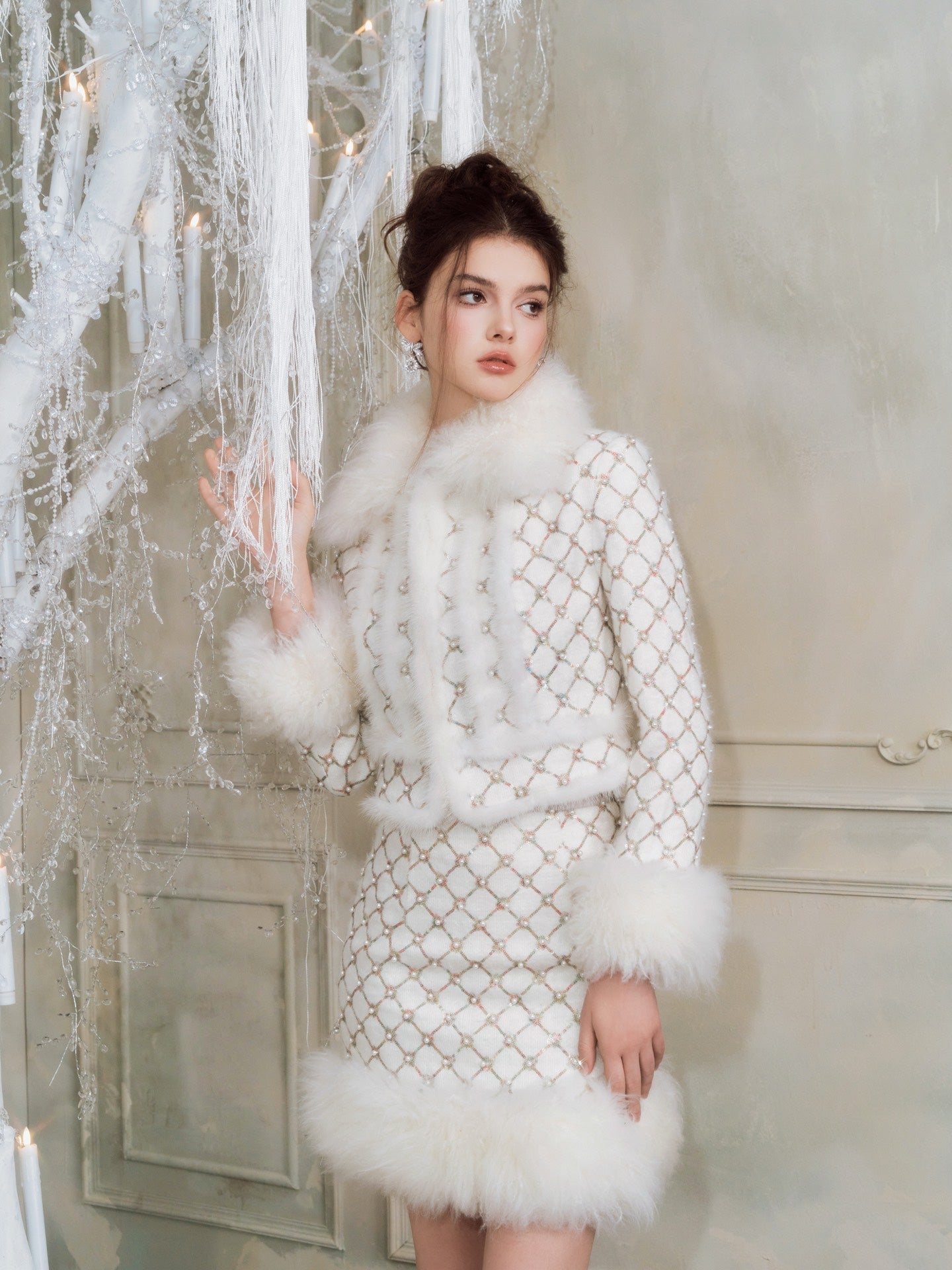 Wardrobes by chen Embroidered bead sequin wool Set(Separate)