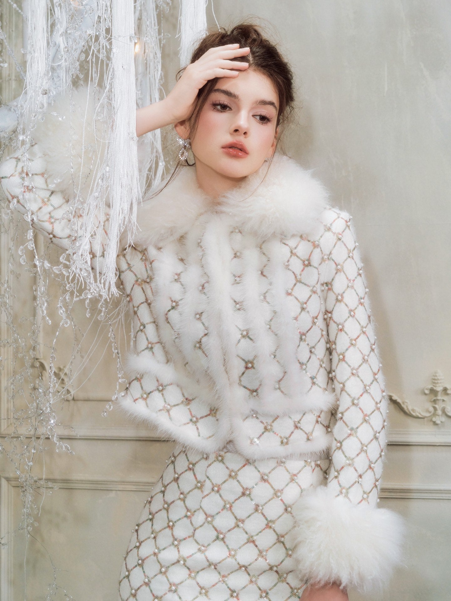 Wardrobes by chen Embroidered bead sequin wool Set(Separate)