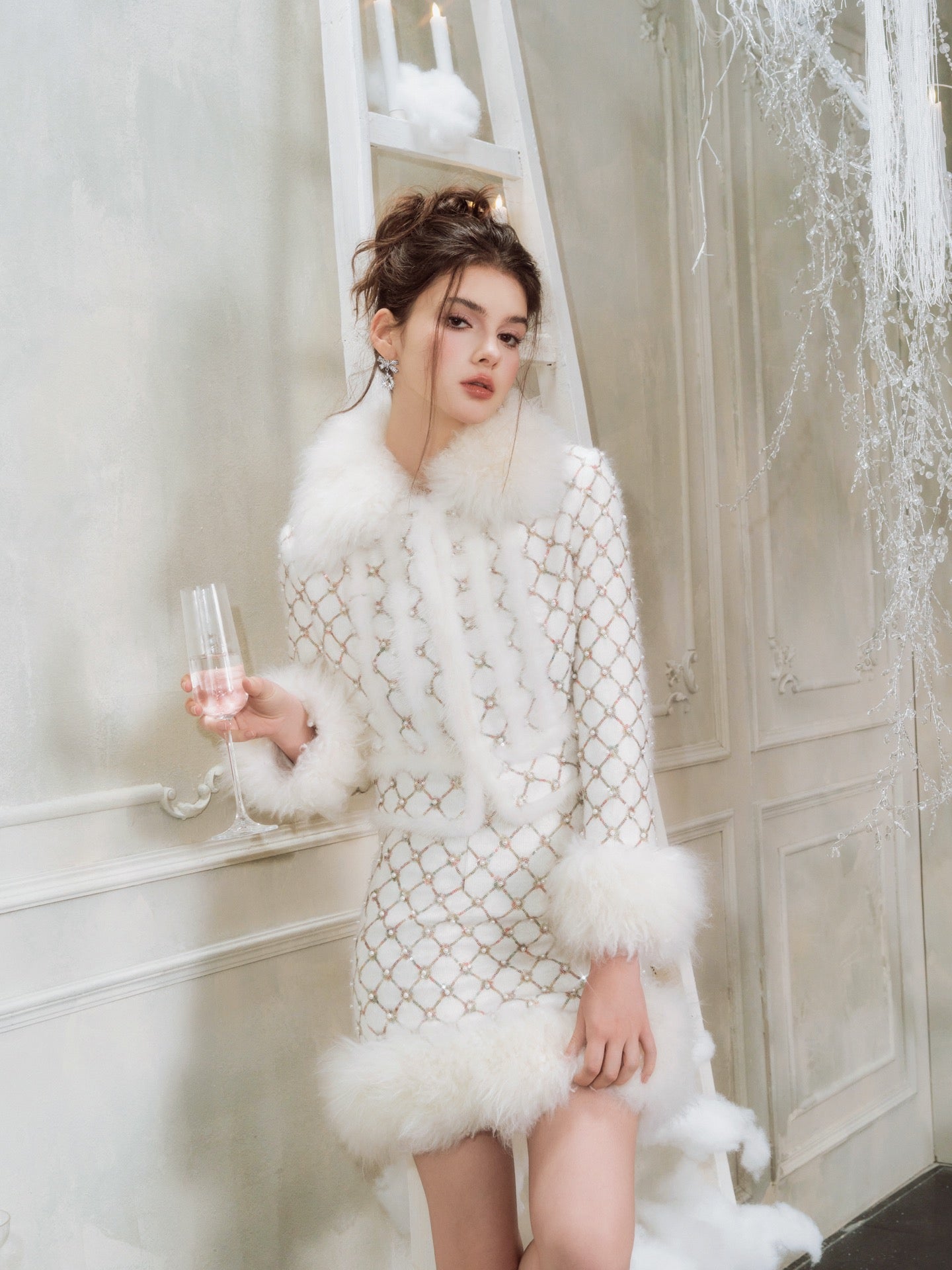 Wardrobes by chen Embroidered bead sequin wool Set(Separate)