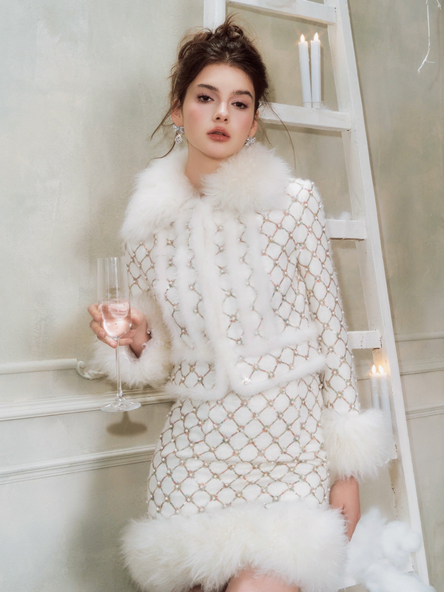 Wardrobes by chen Embroidered bead sequin wool Set(Separate)