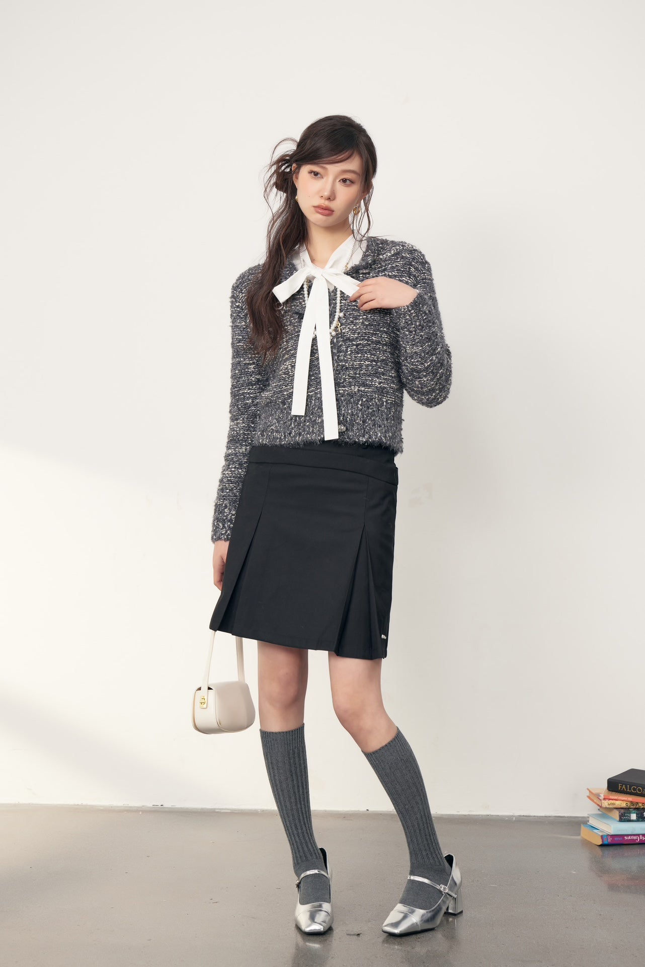 LAFREEDOM Grey Knit Sequin Cardigan