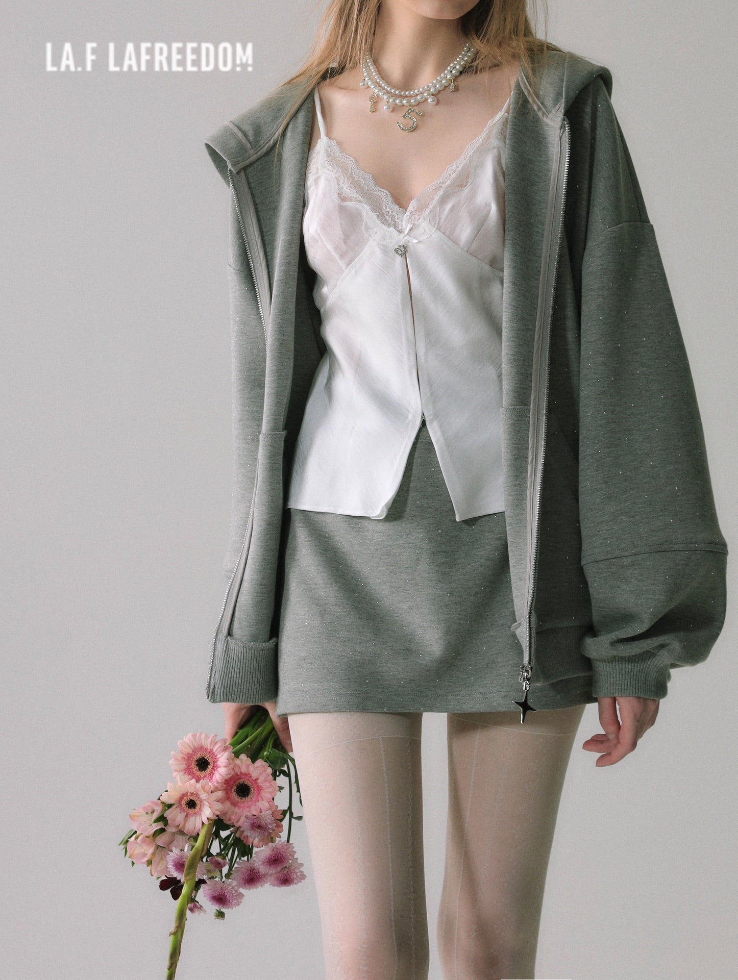 LA FREEDOM Rhinestone Hoodie Or Skirt Set(Separate)