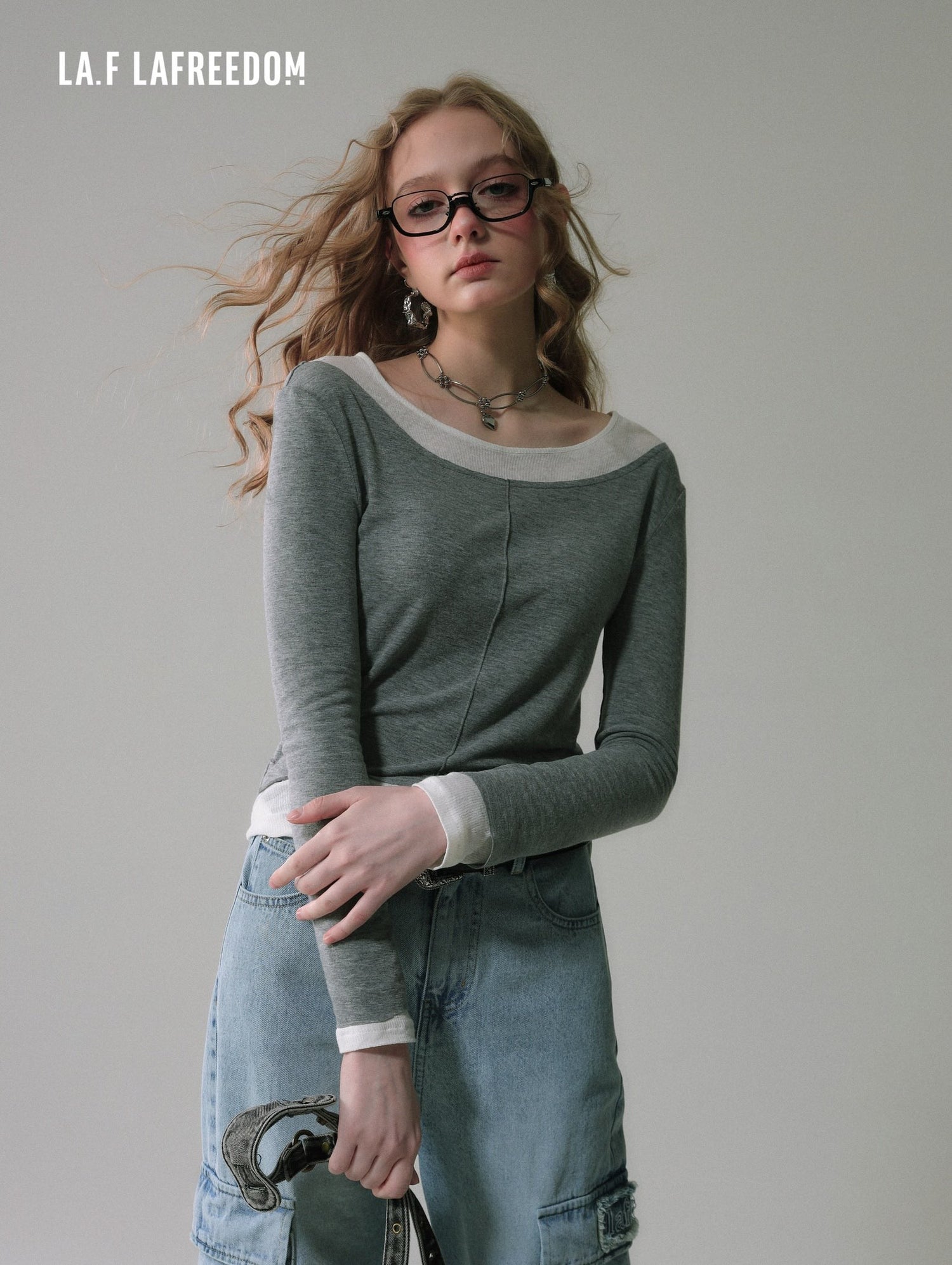LAFREEDOM SALE Spliced knit top(two colors)