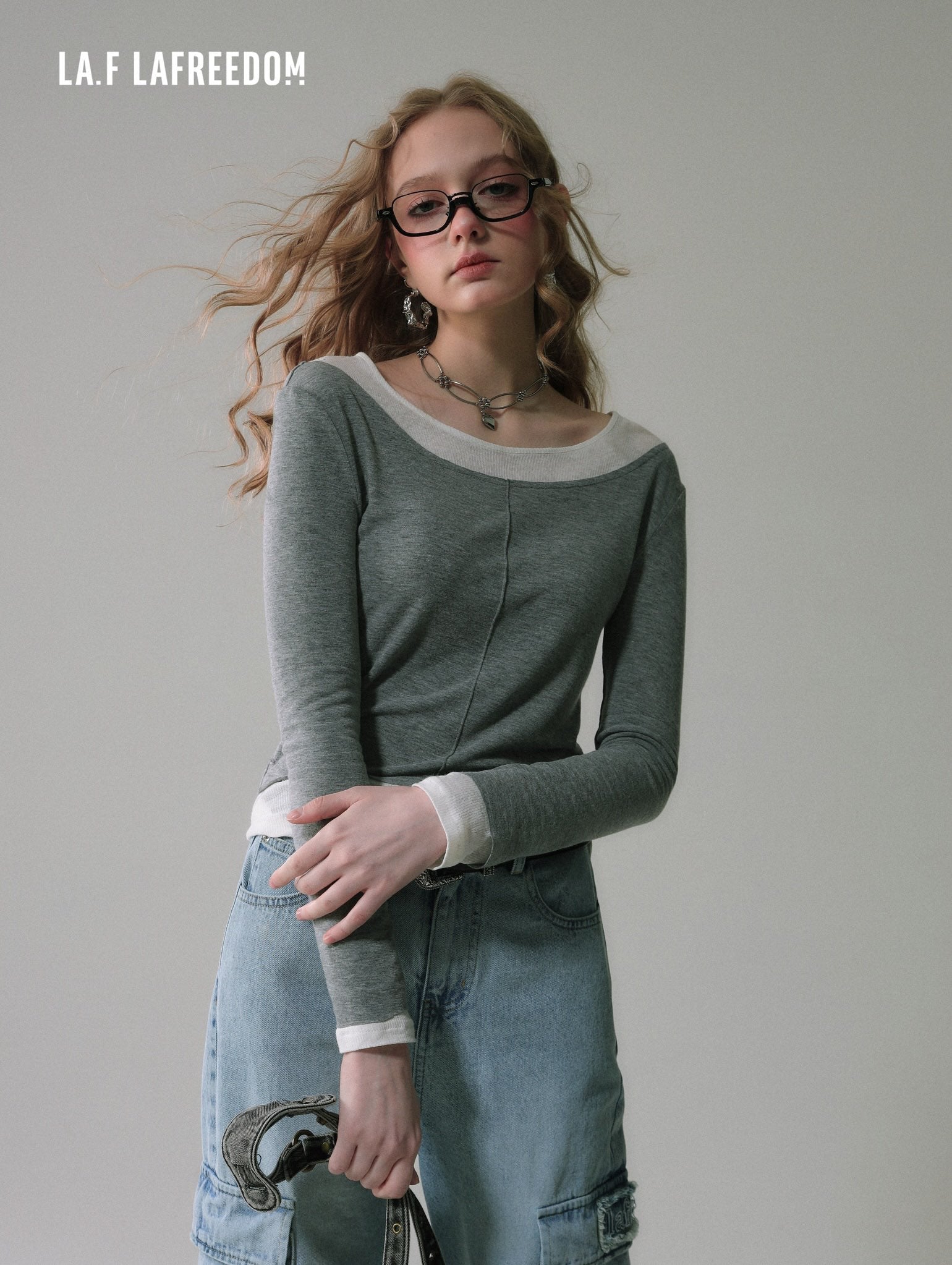 LAFREEDOM SALE Spliced knit top(two colors)
