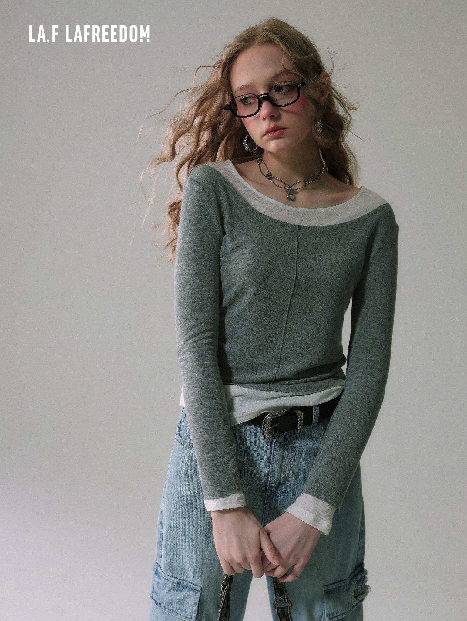 LAFREEDOM SALE Spliced knit top(two colors)