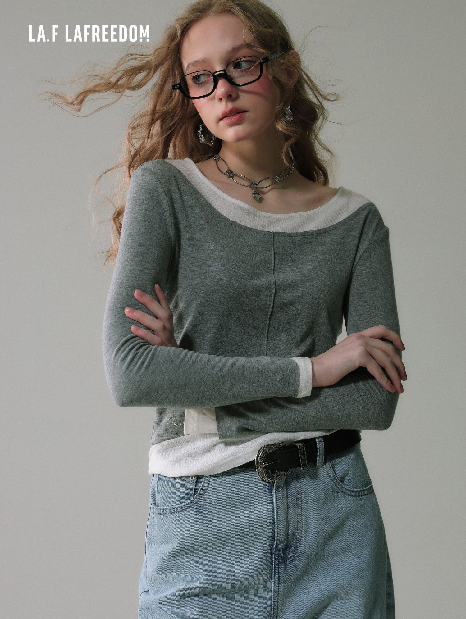 LAFREEDOM SALE Spliced knit top(two colors)