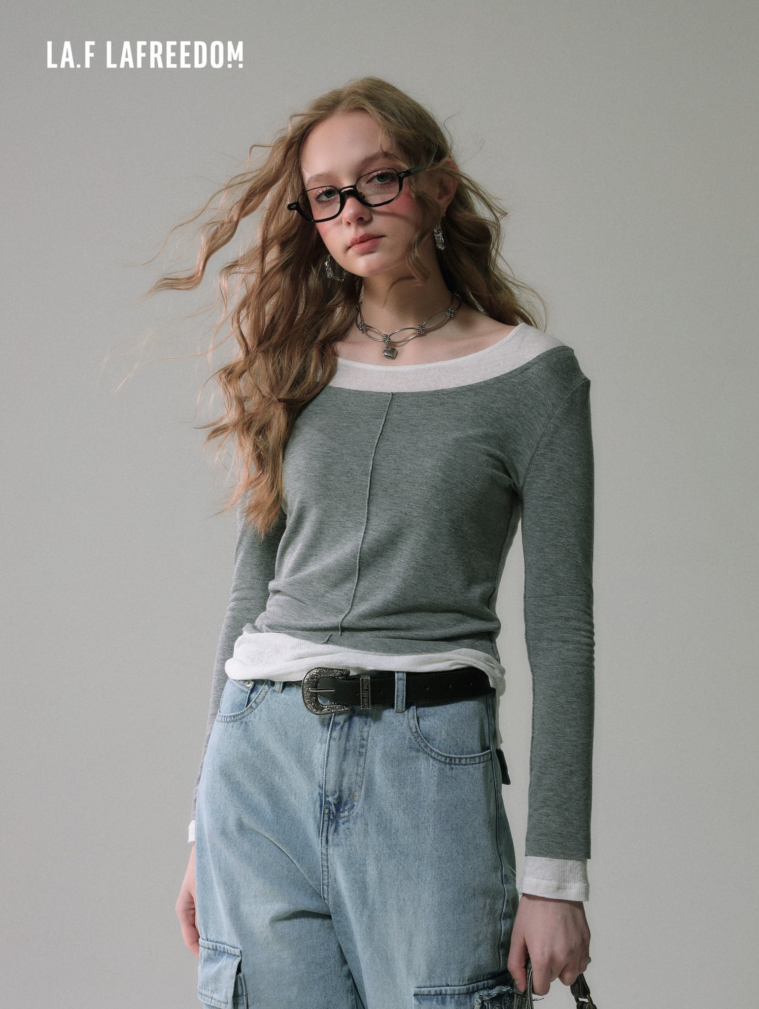 LAFREEDOM SALE Spliced knit top(two colors)