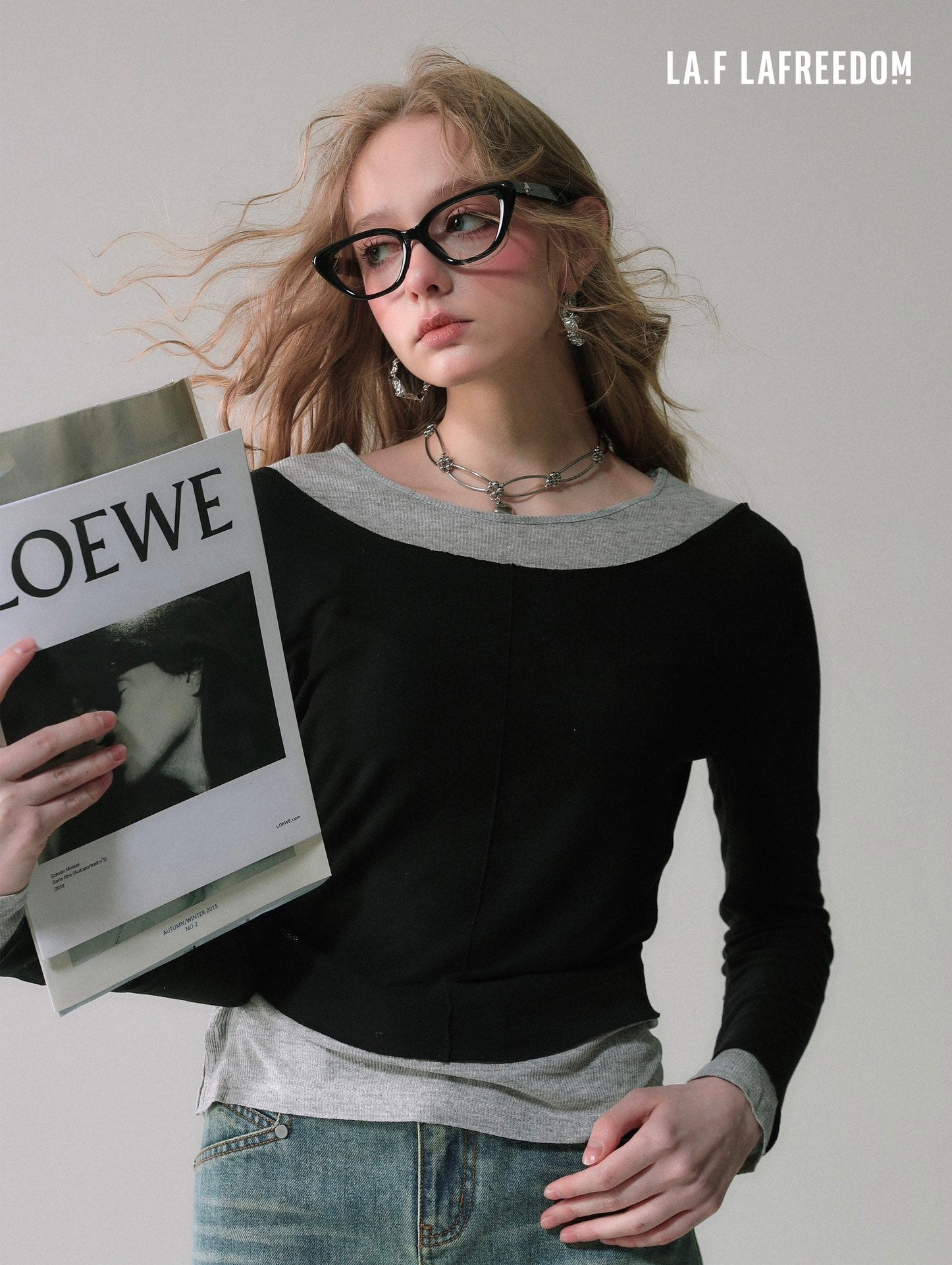 LAFREEDOM SALE Spliced knit top(two colors)