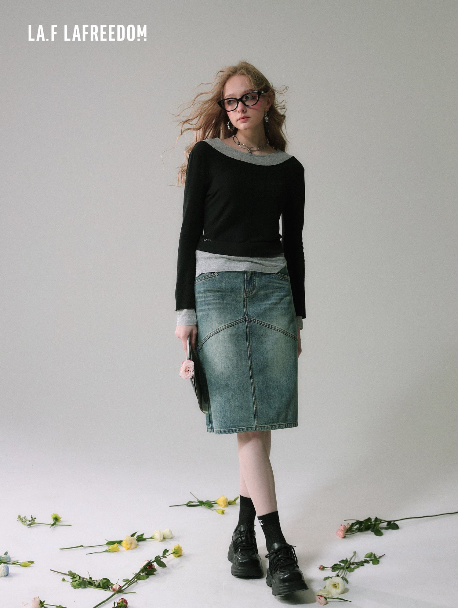 LAFREEDOM SALE Spliced knit top(two colors)