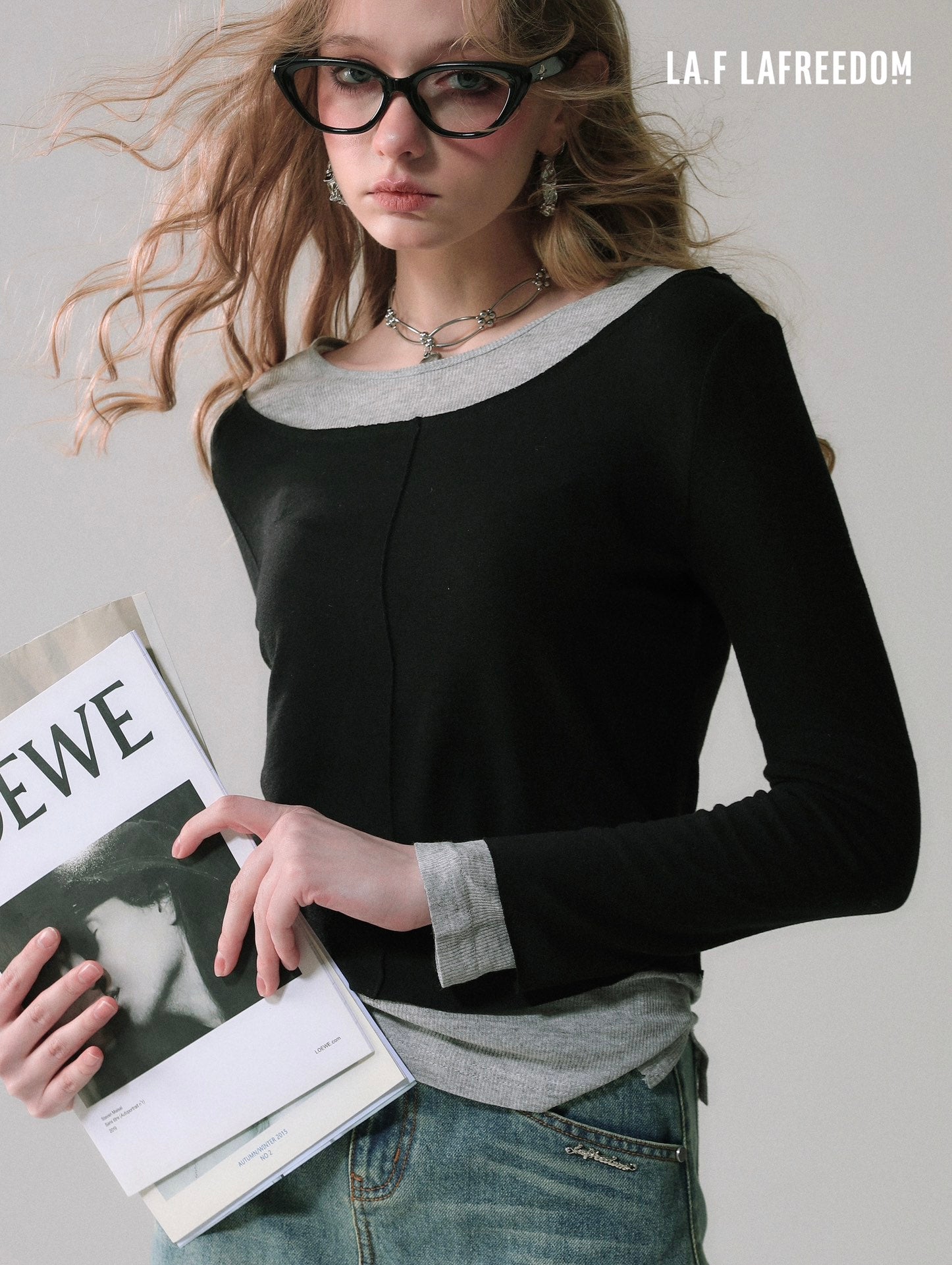 LAFREEDOM SALE Spliced knit top(two colors)