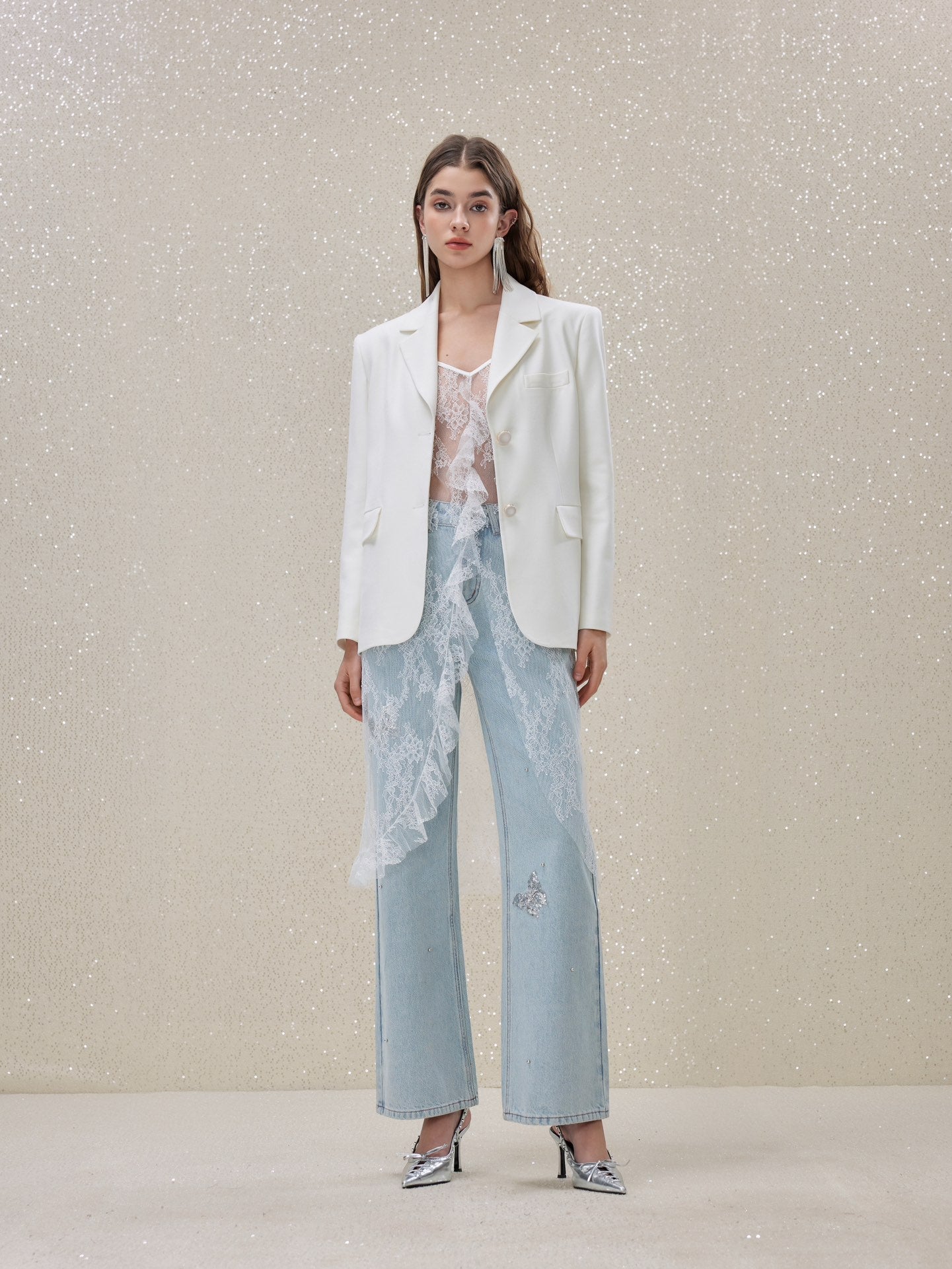 ROCHA ROMA White suit denim pants set(Separate)