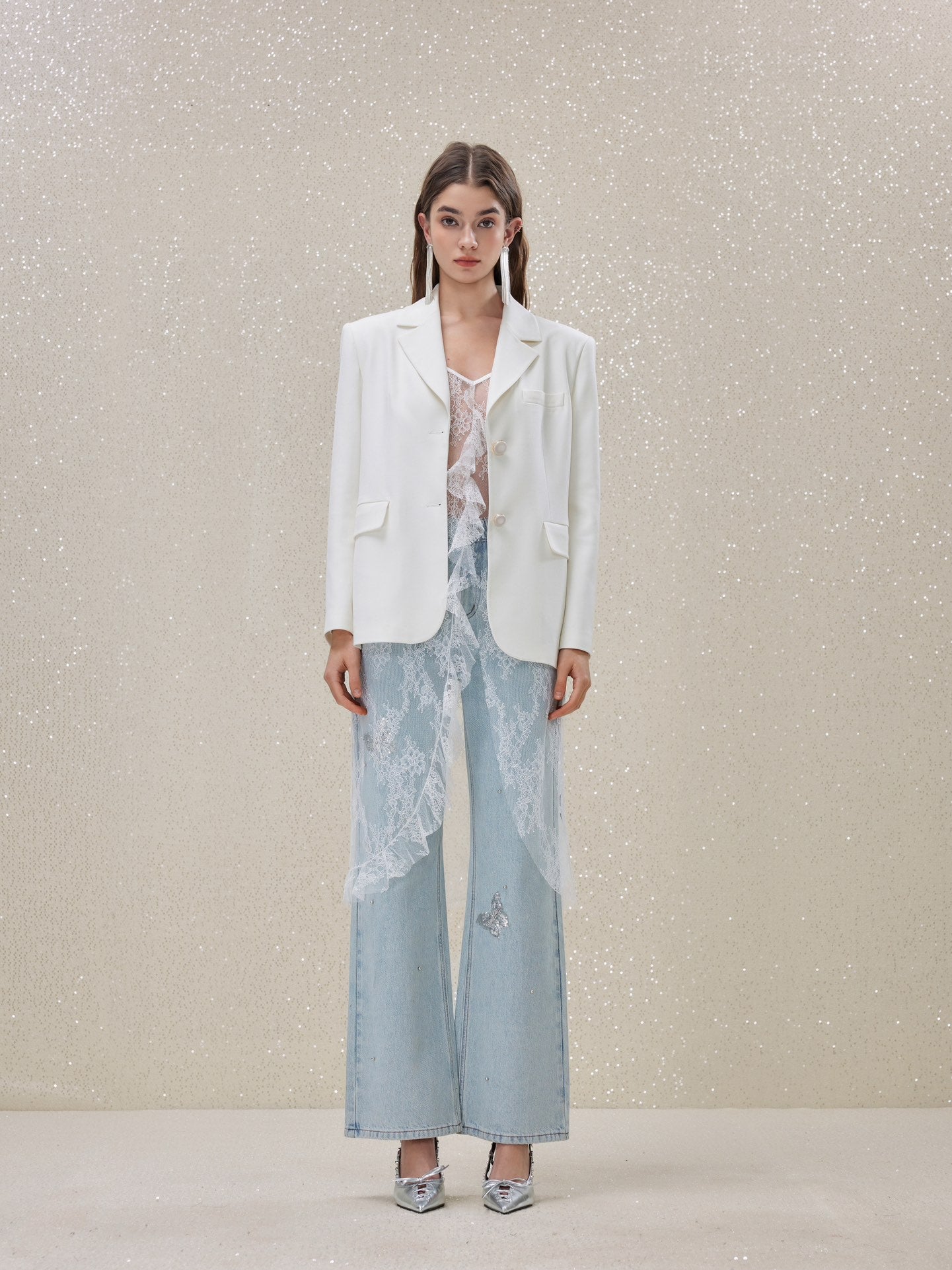 ROCHA ROMA White suit denim pants set(Separate)