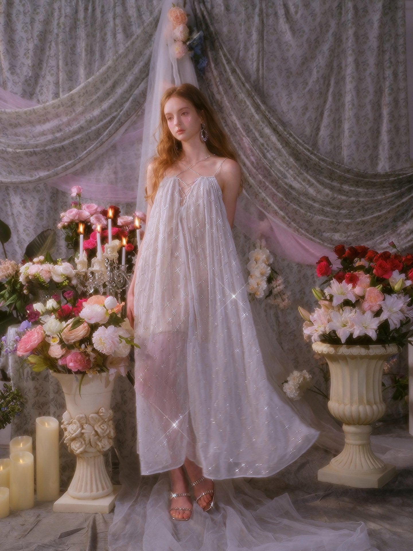 Wardrobes by chen Beaded Sequin and Zircon Embellished Dress