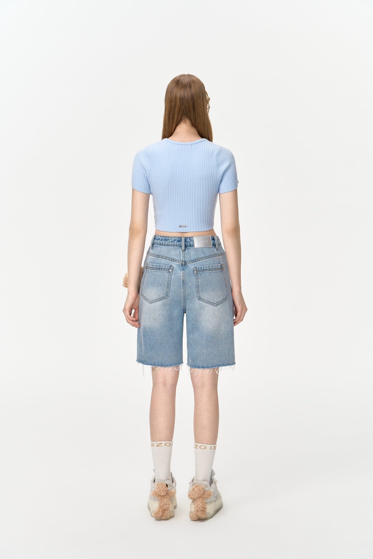 13DE MARZO Bear Denim Logo Bike Shorts