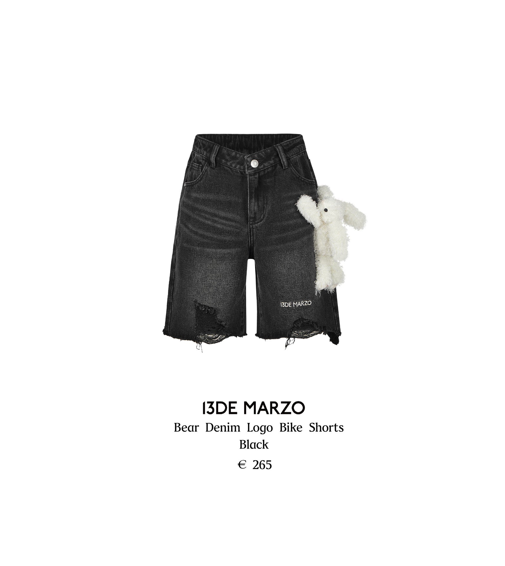 13DE MARZO Bear Denim Logo Bike Shorts