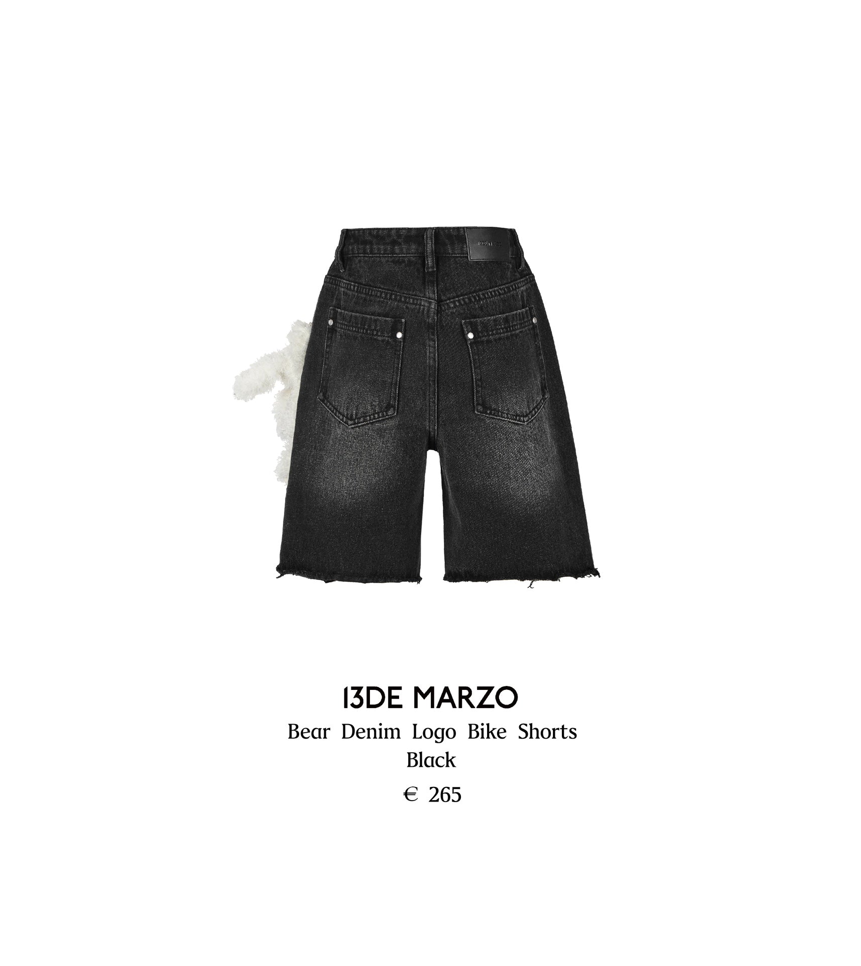 13DE MARZO Bear Denim Logo Bike Shorts