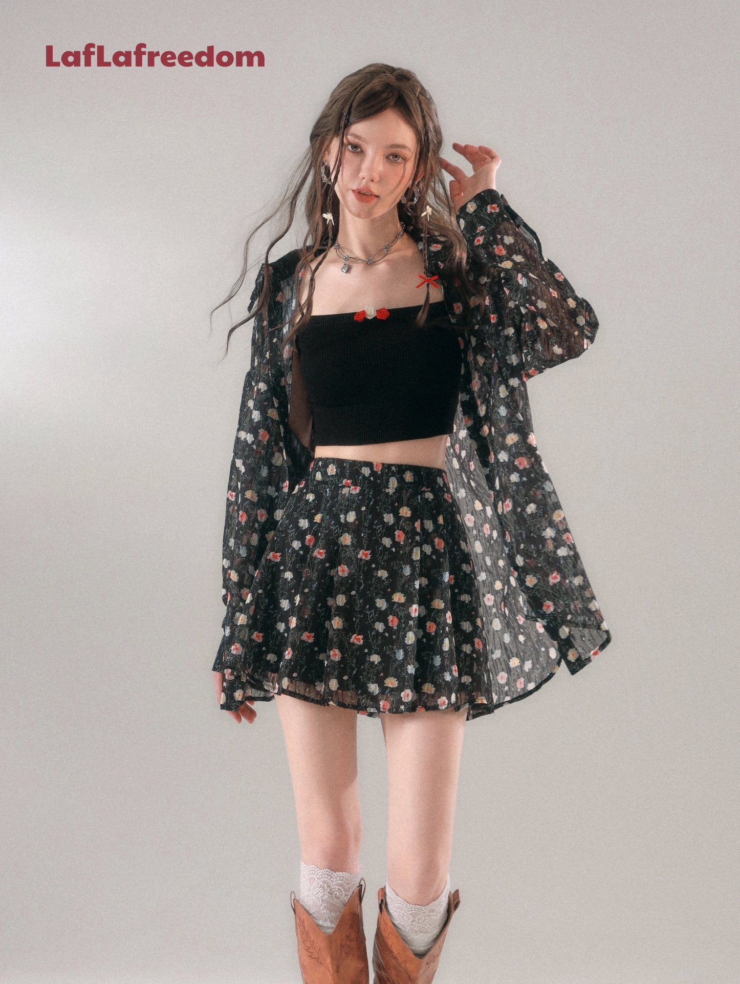 LA FREEDOM "FLORA" Black Mini Skirt