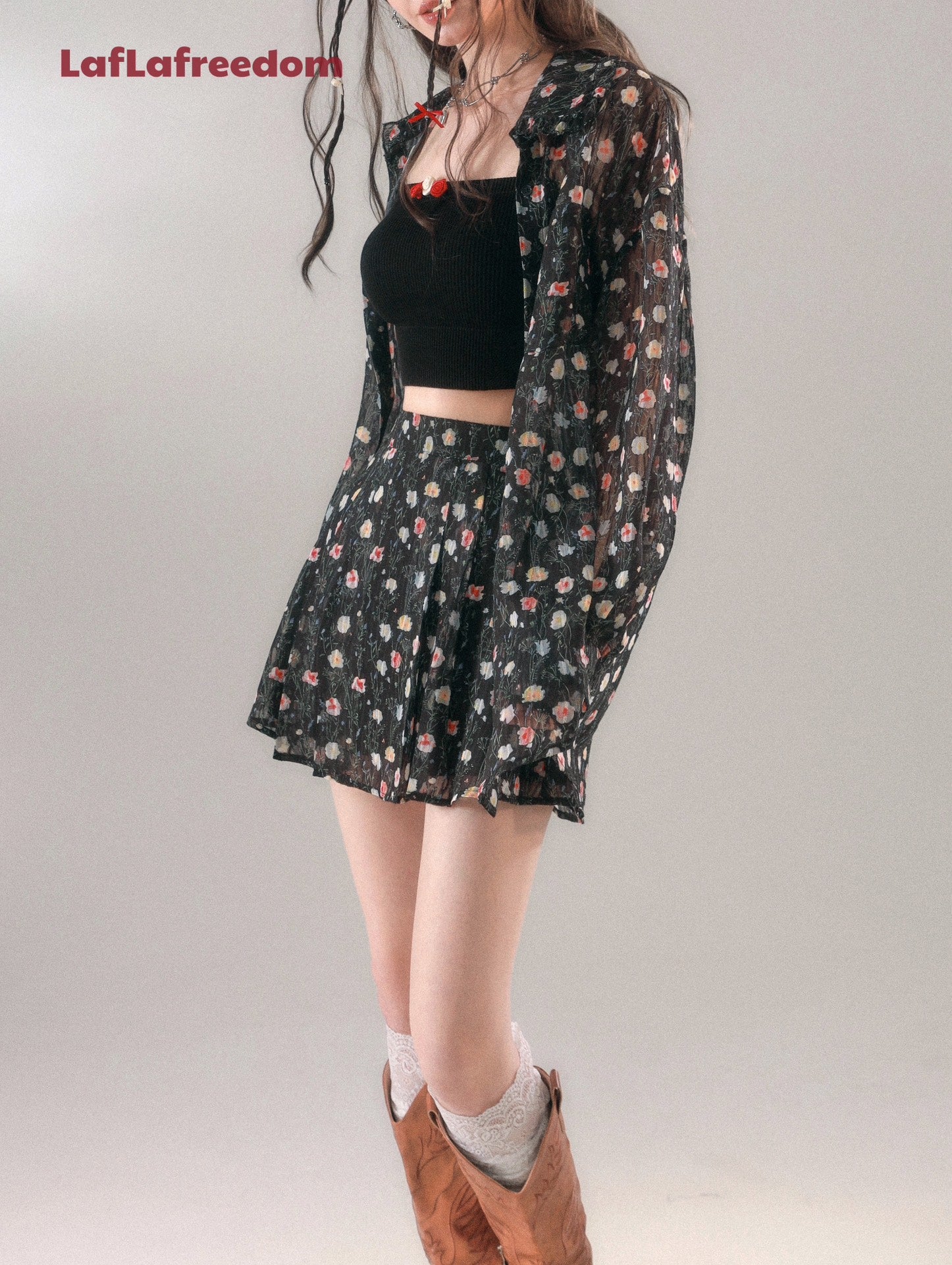 LA FREEDOM "FLORA" Black Mini Skirt