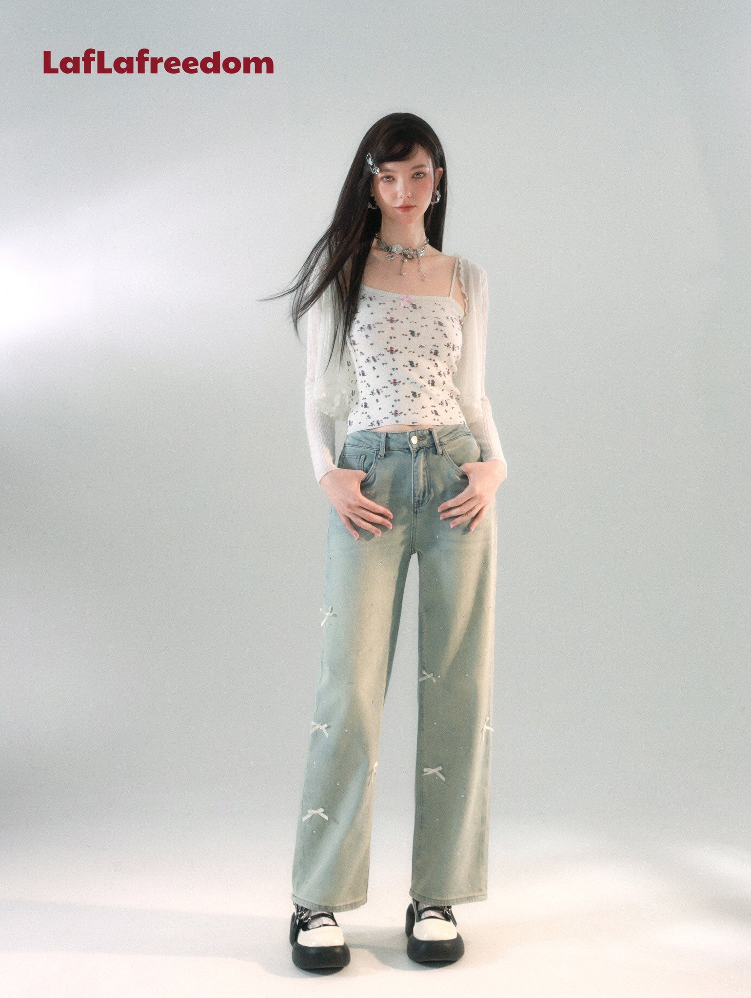 LAFREEDOM SALE Knit Floral Camisole and Cardigan Two-Piece Set