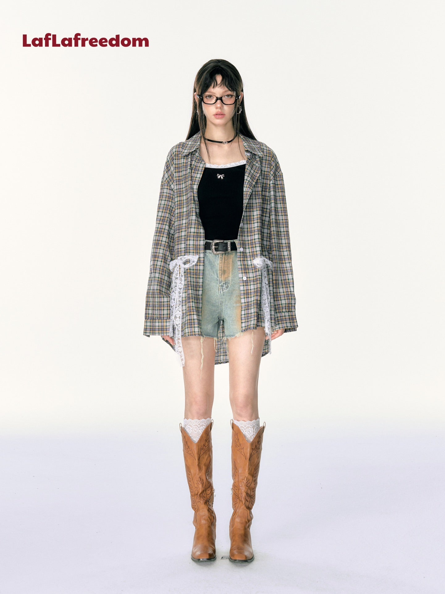 Lafreedom Lace Bowknot Oversize Shirt