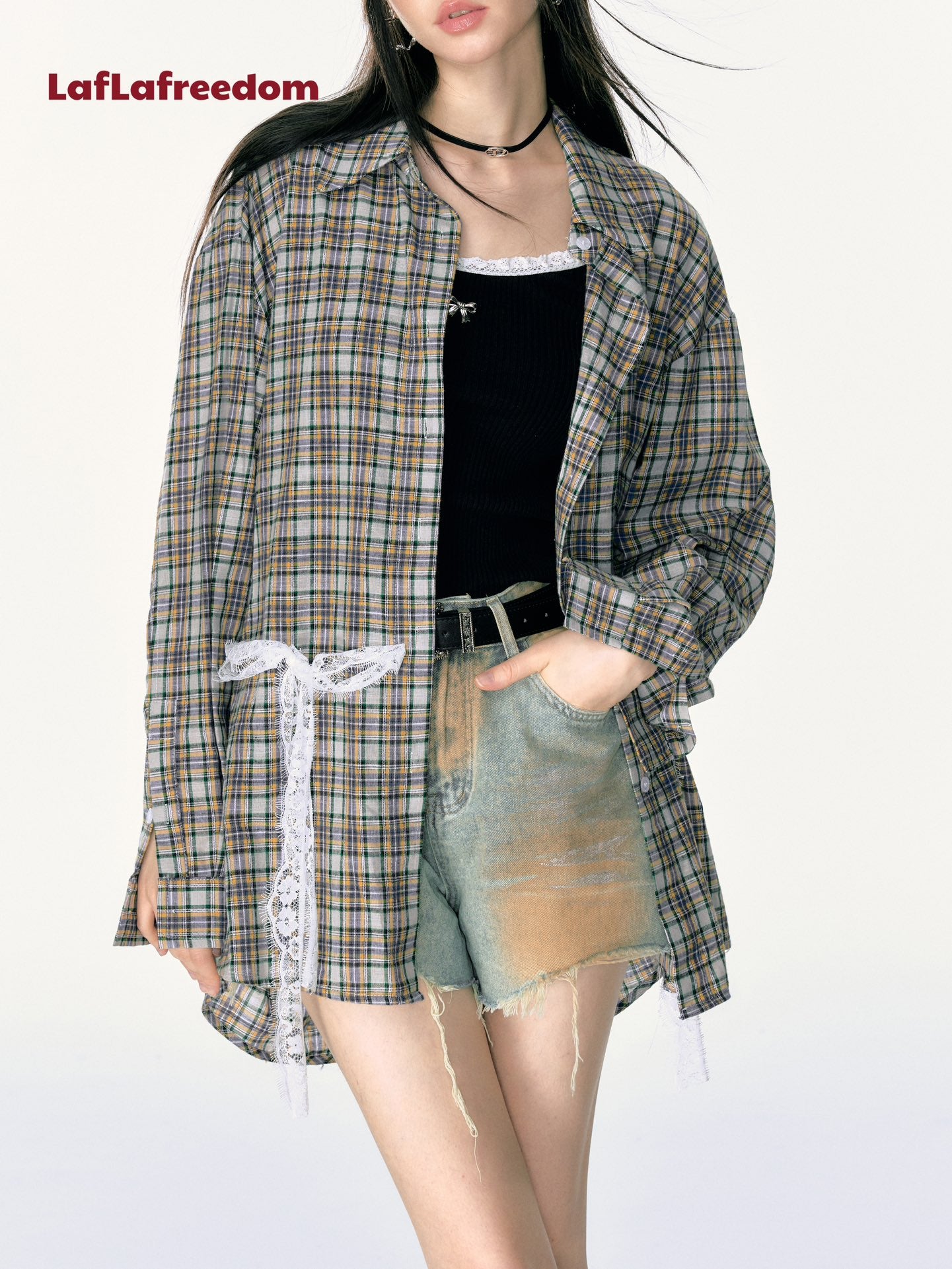 Lafreedom Lace Bowknot Oversize Shirt