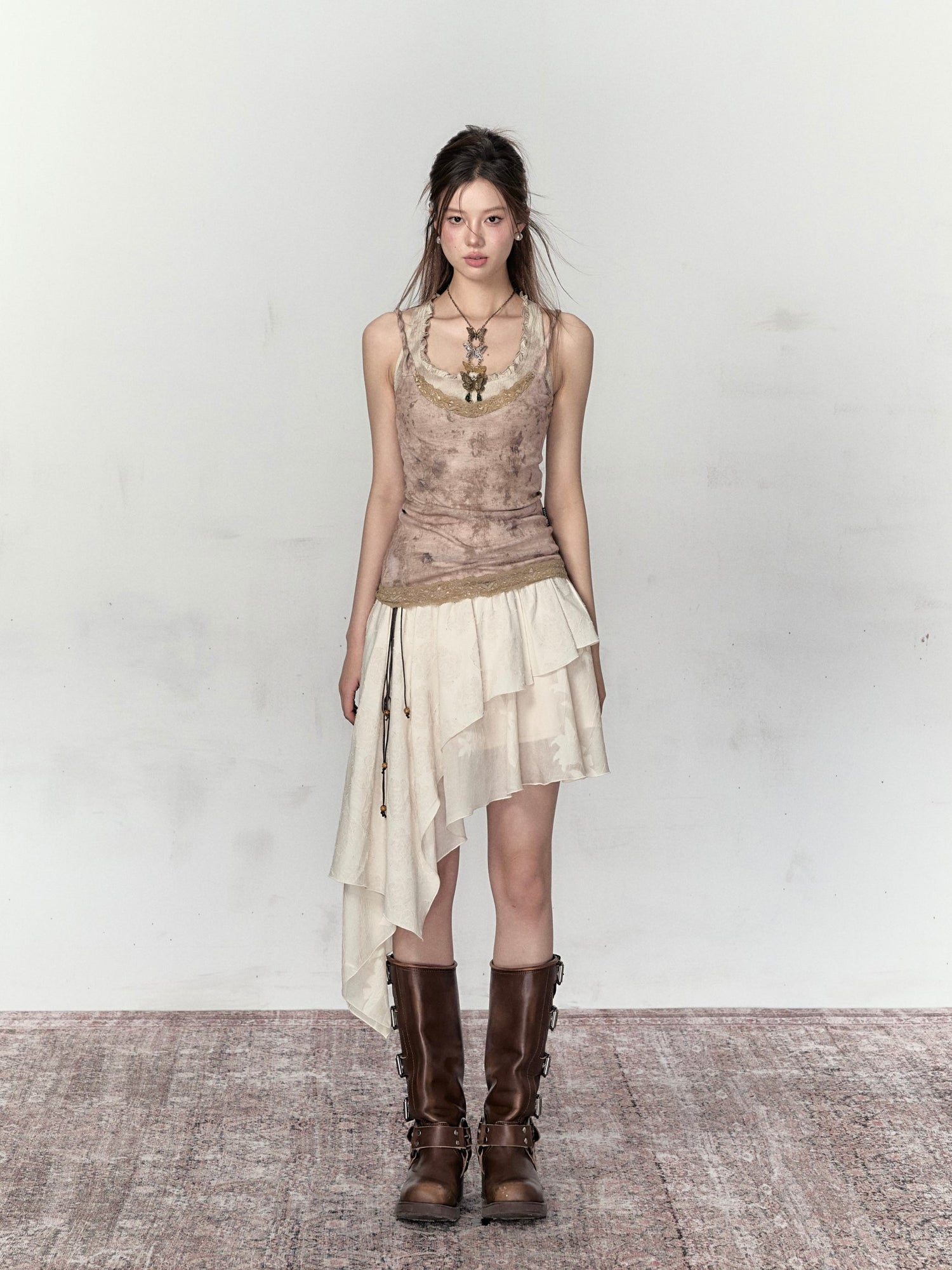 VIA PITTI Sale Cut Line Midi Skirt