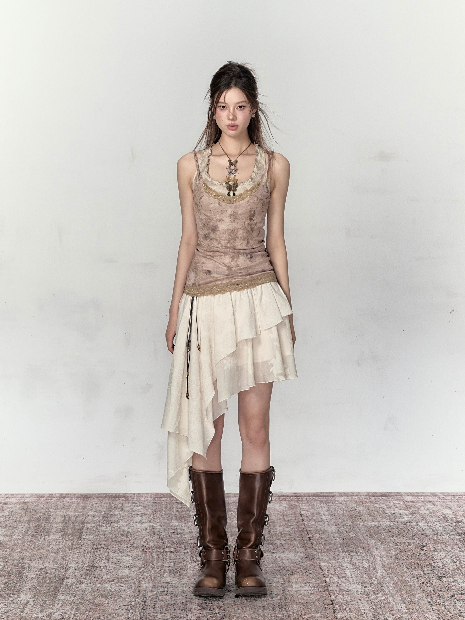 VIA PITTI Sale Cut Line Midi Skirt