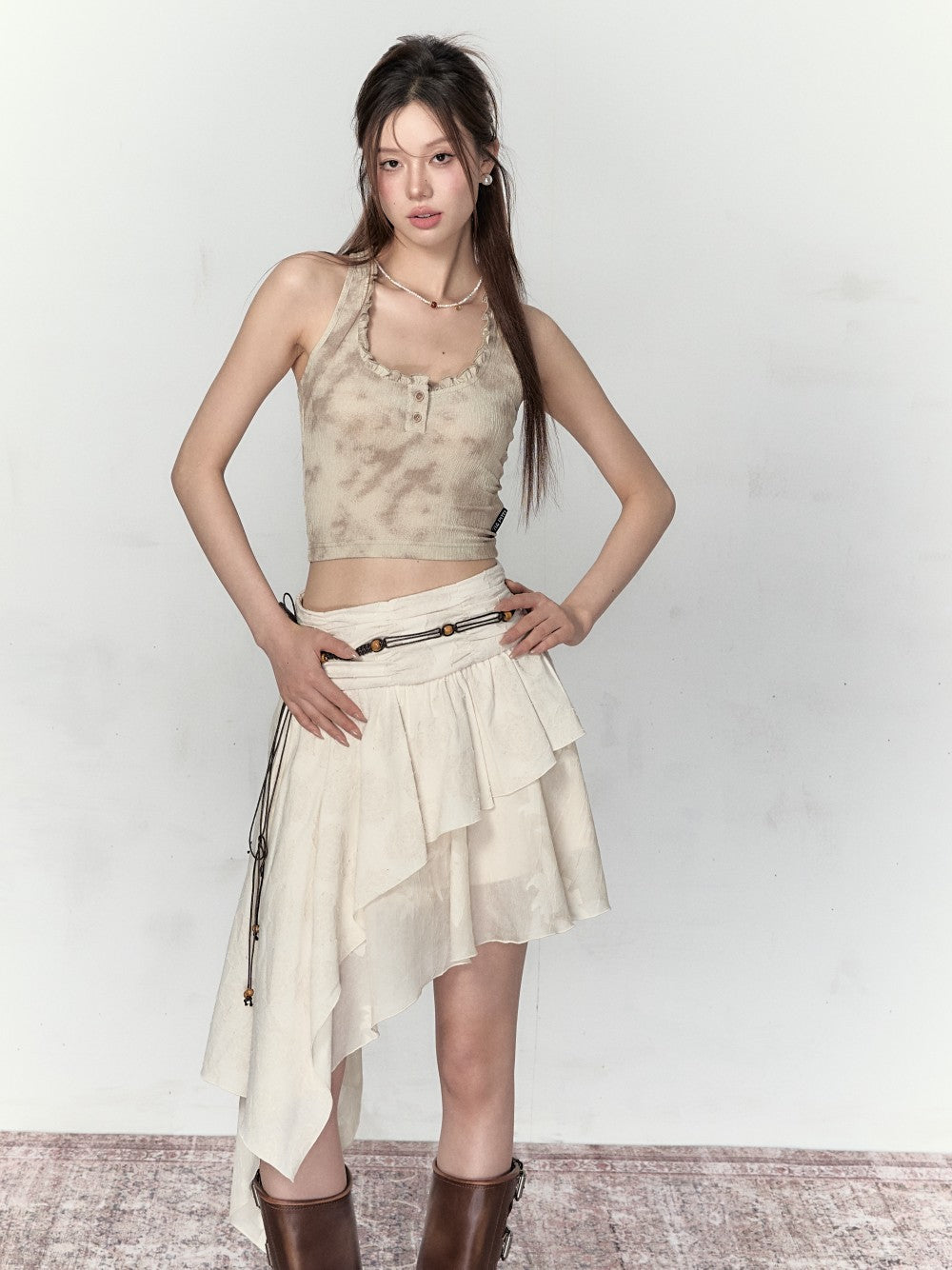 VIA PITTI Sale Cut Line Midi Skirt
