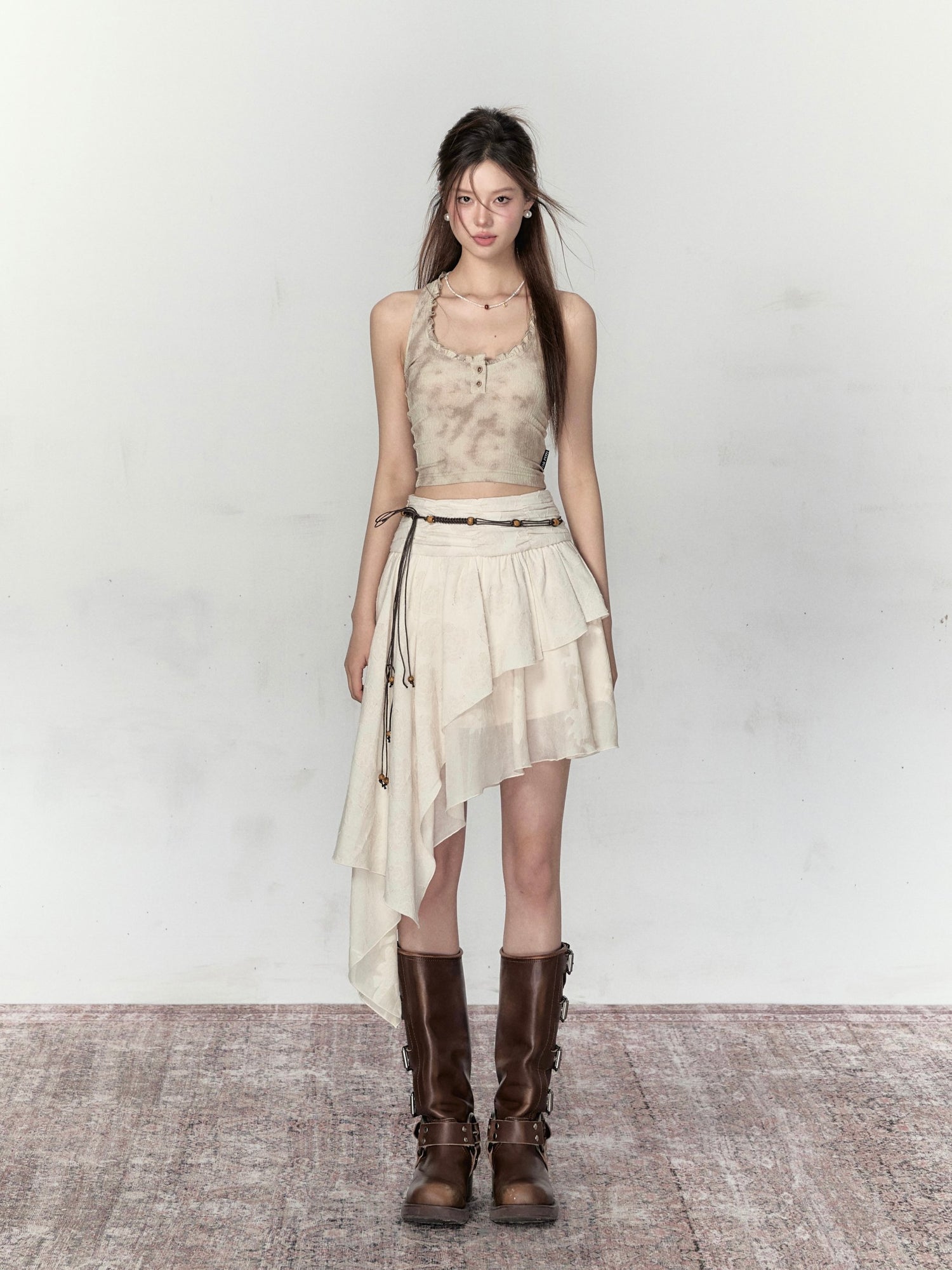 VIA PITTI Sale Cut Line Midi Skirt