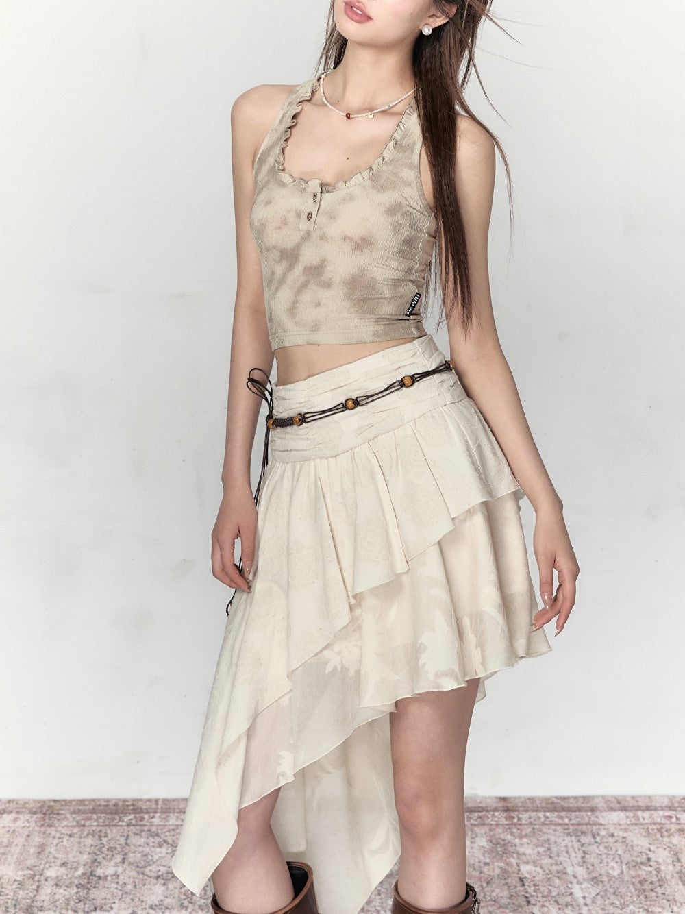 VIA PITTI Sale Cut Line Midi Skirt
