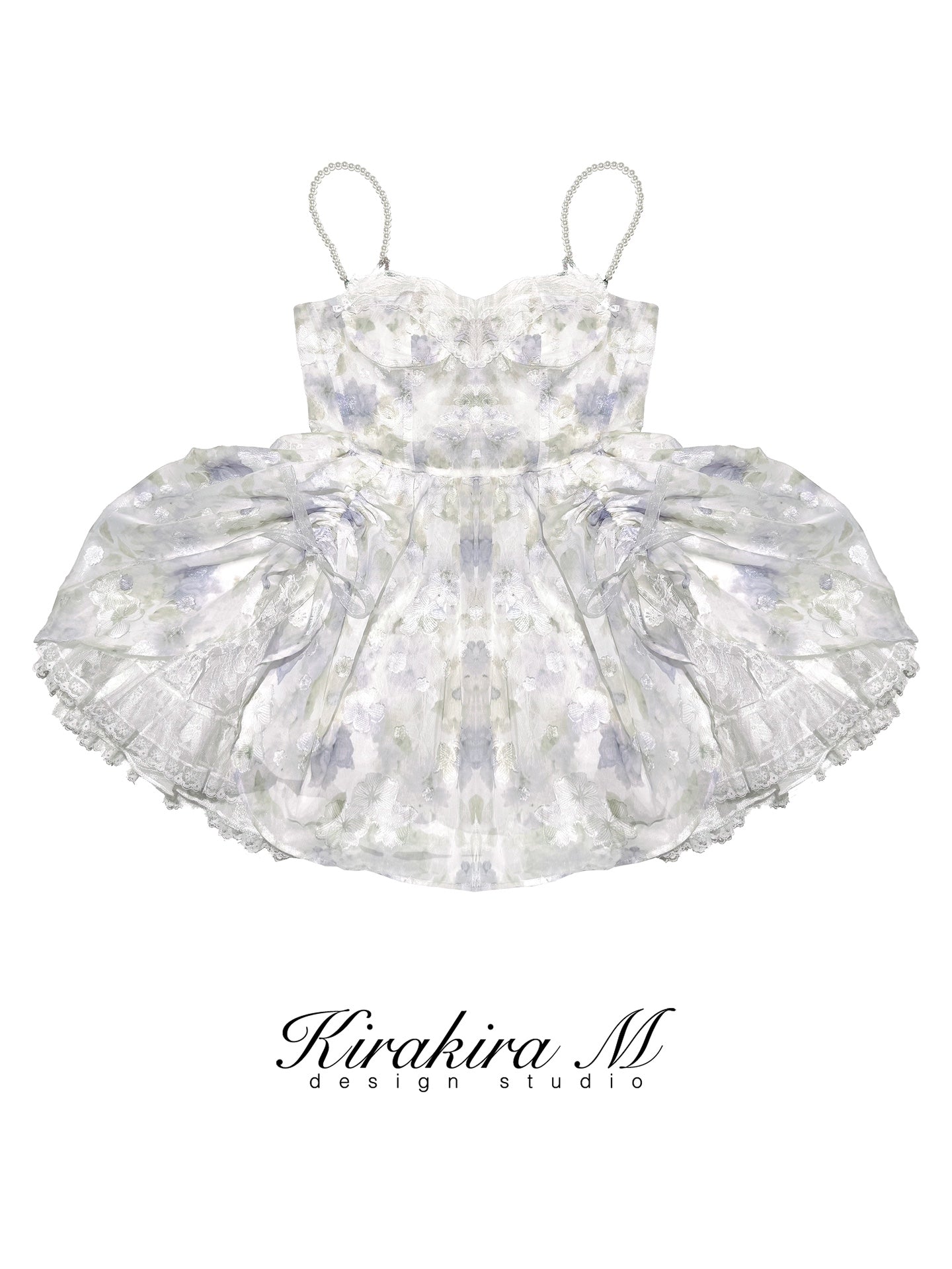 Kirakira.M Printed Lace Puff Princess Dress