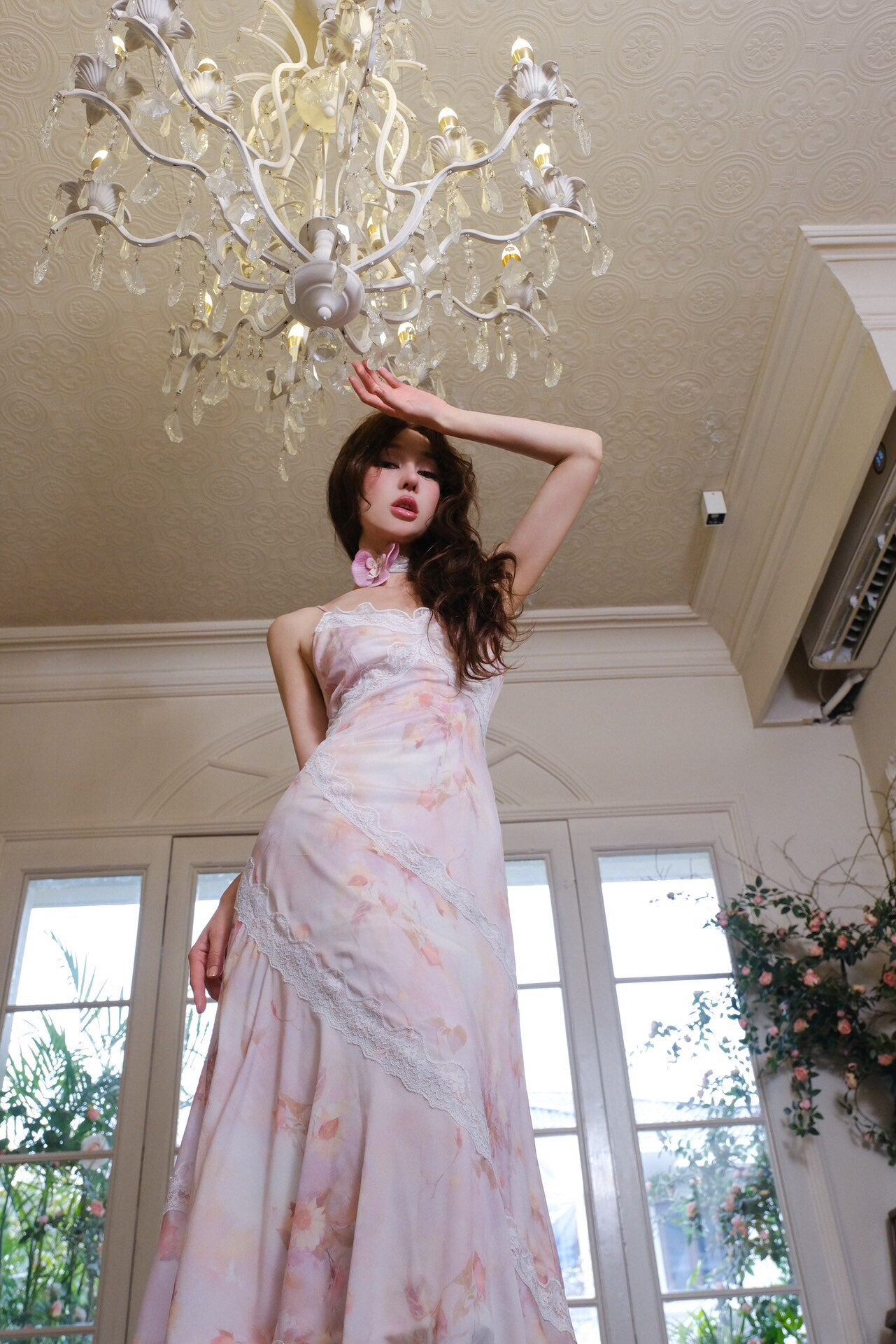 Jean Soo FLORAL CHOCKER LOTUS MIDI DRESS