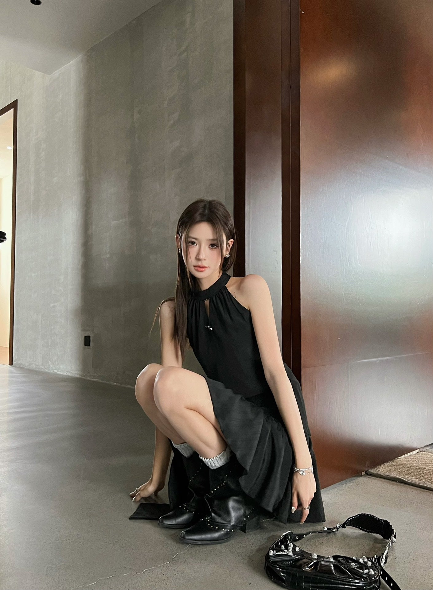 West.Y Sale Black Halter Mini Dress