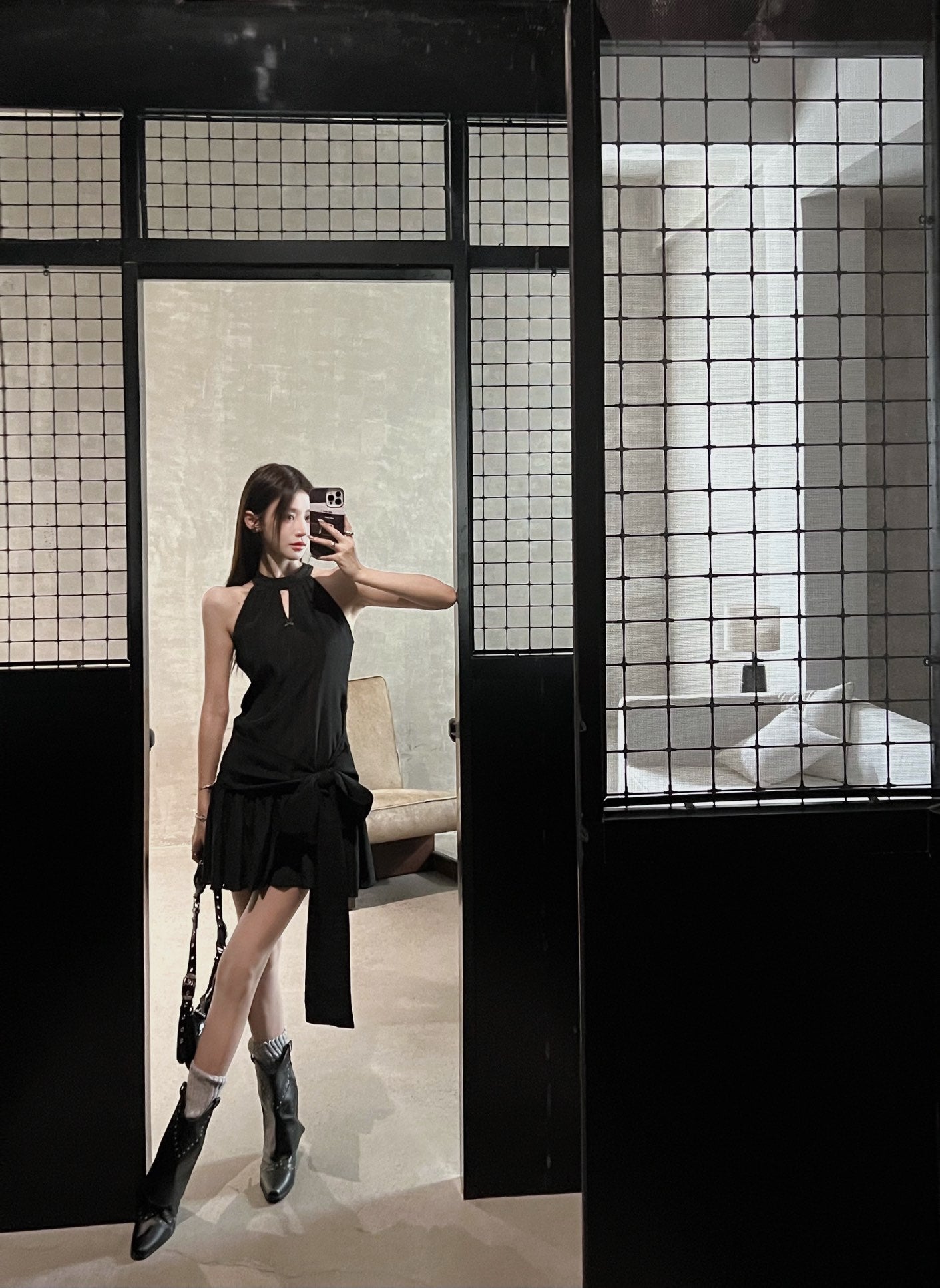 West.Y Sale Black Halter Mini Dress