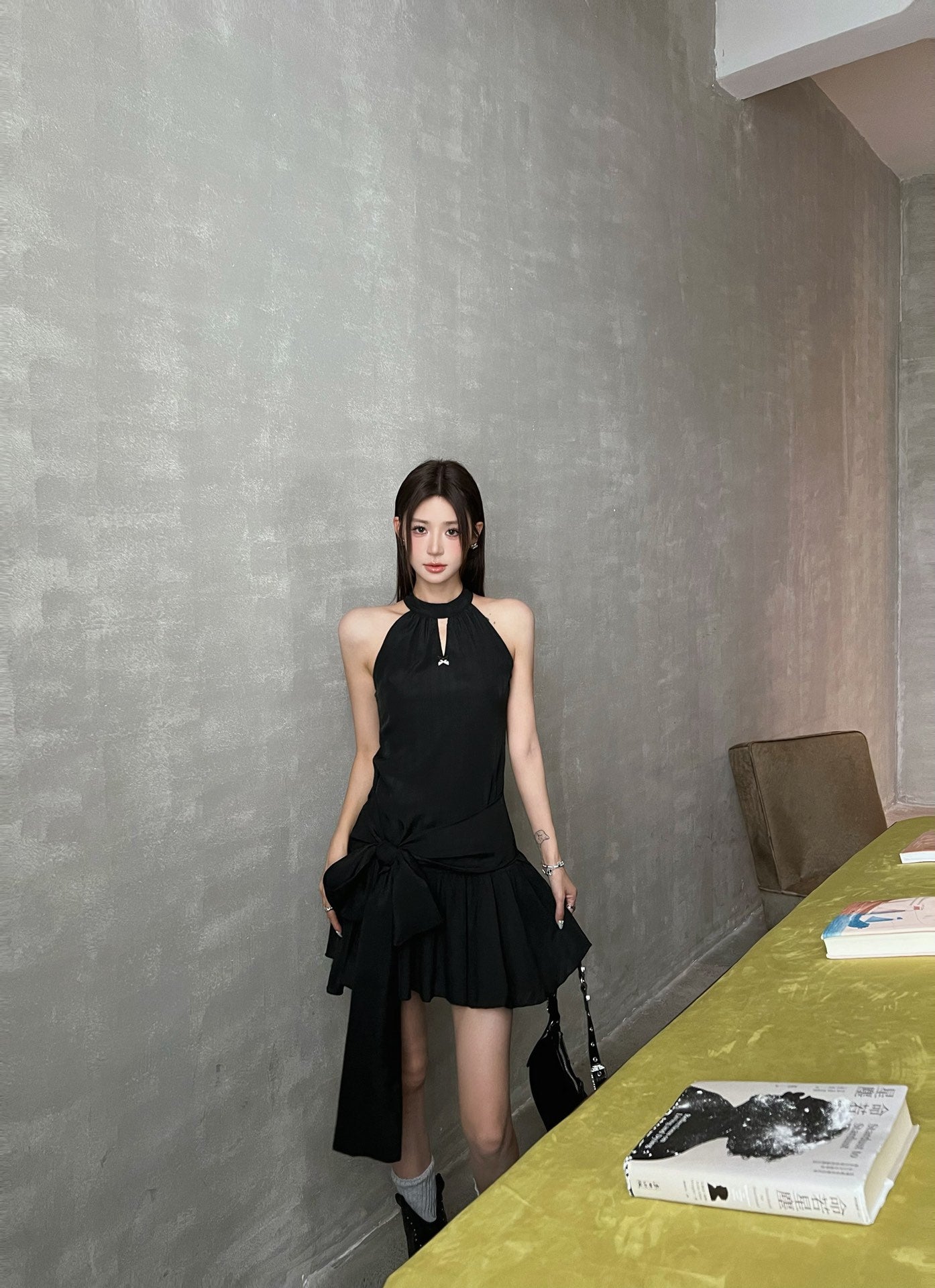 West.Y Sale Black Halter Mini Dress