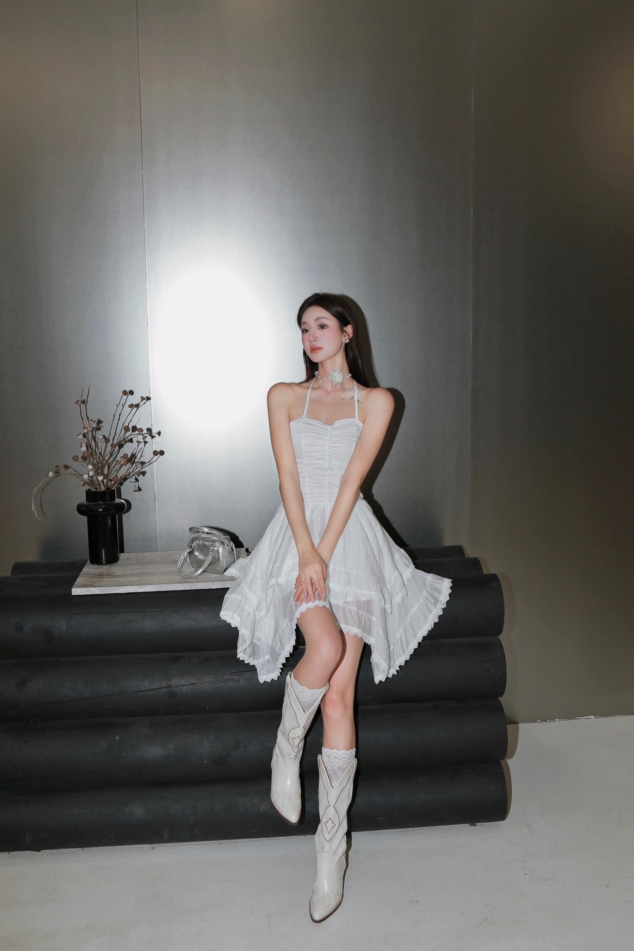 West.Y White Halter Dress