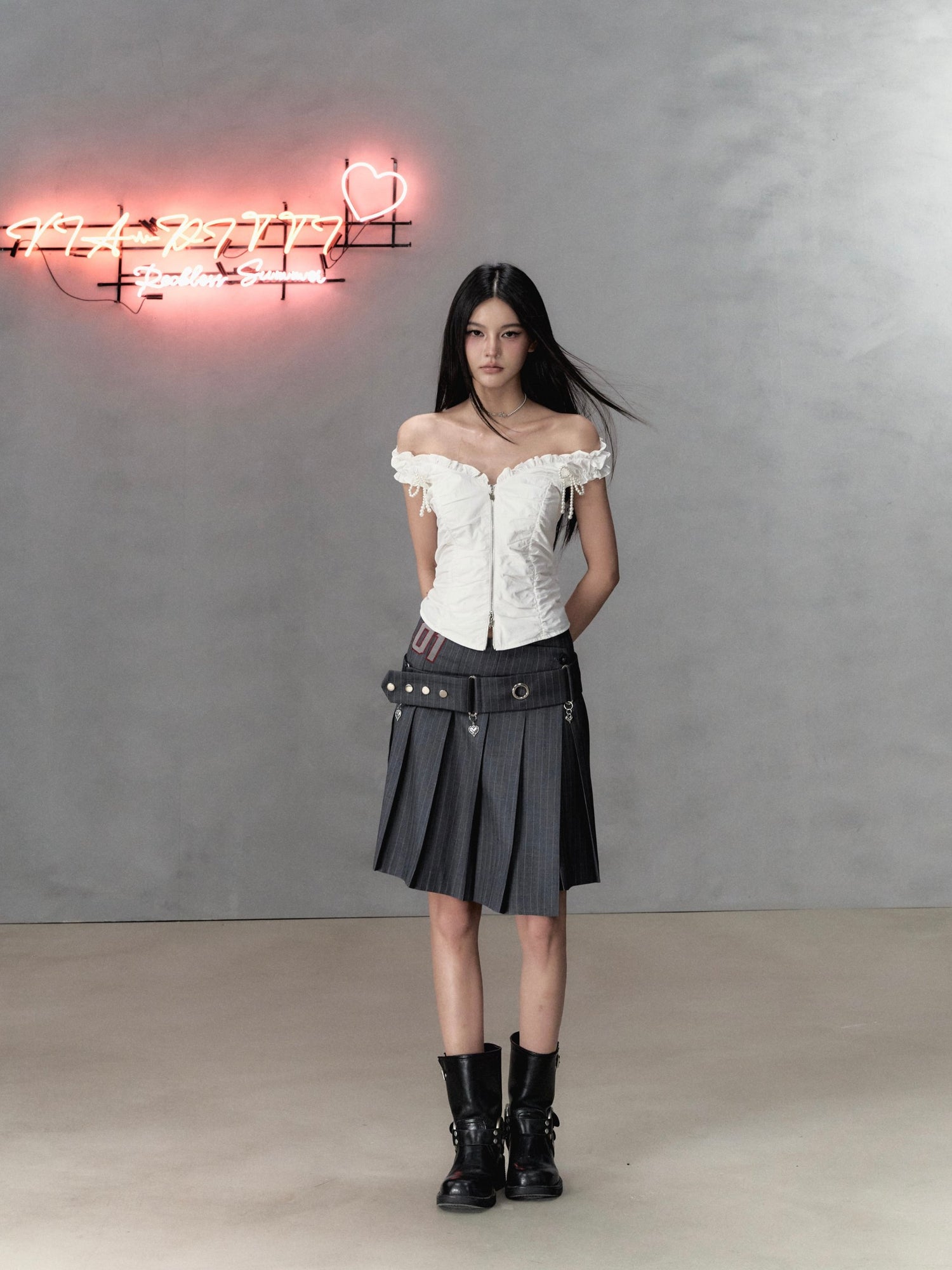 VIA PITTI Sale Pleated Mini Skirt