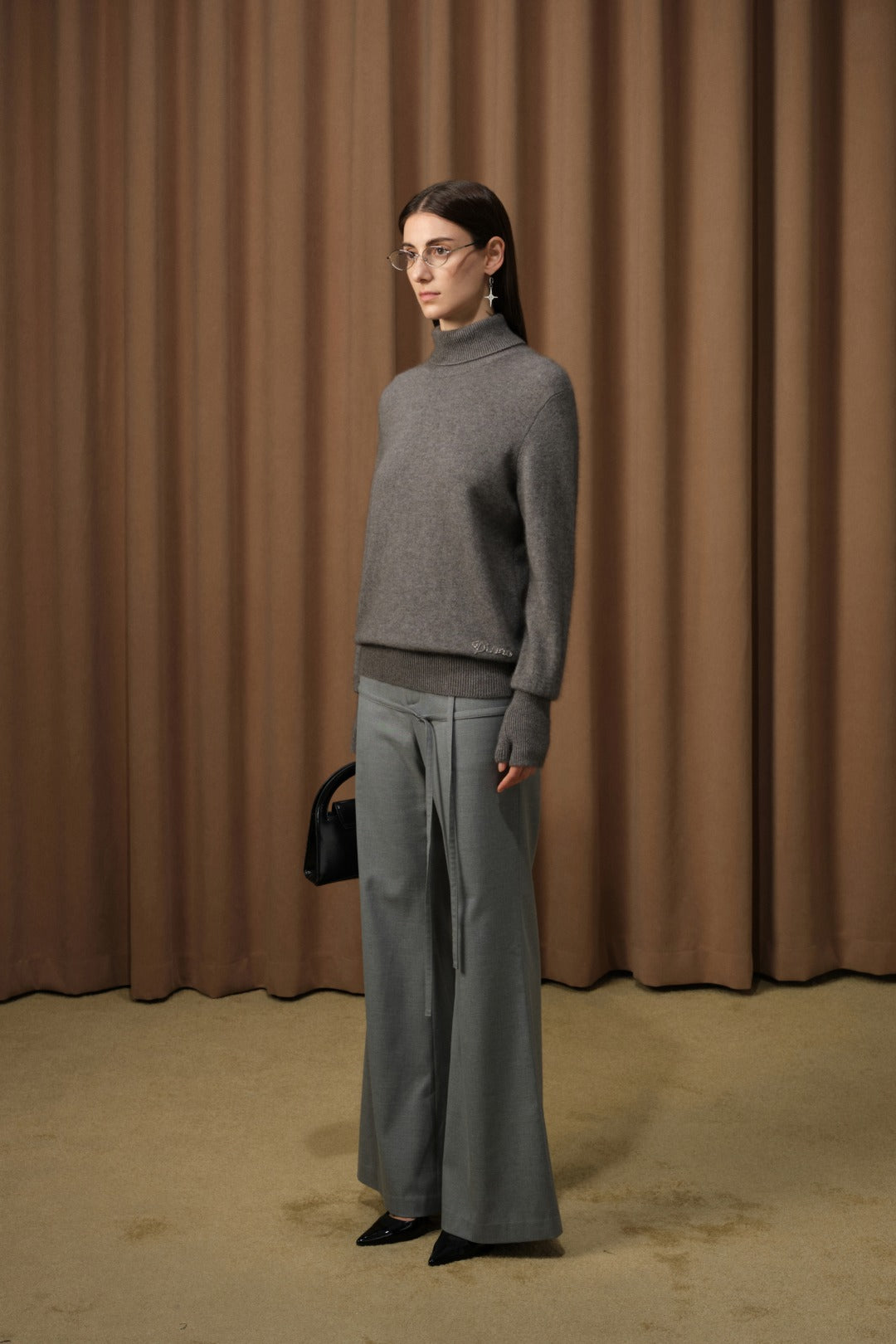 DIANA VEVINA Grey Flared Pants