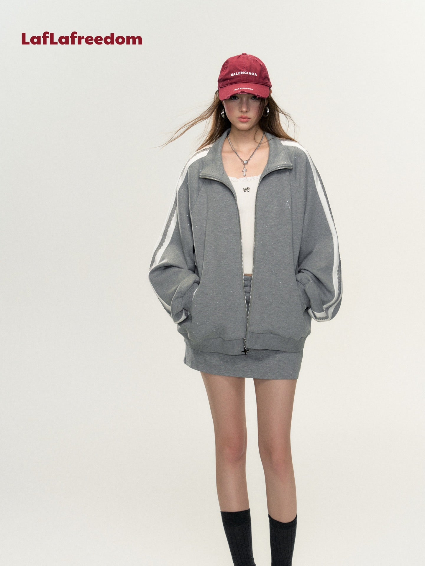 Lafreedom SALE Star Lace Hoodie Set(grey)