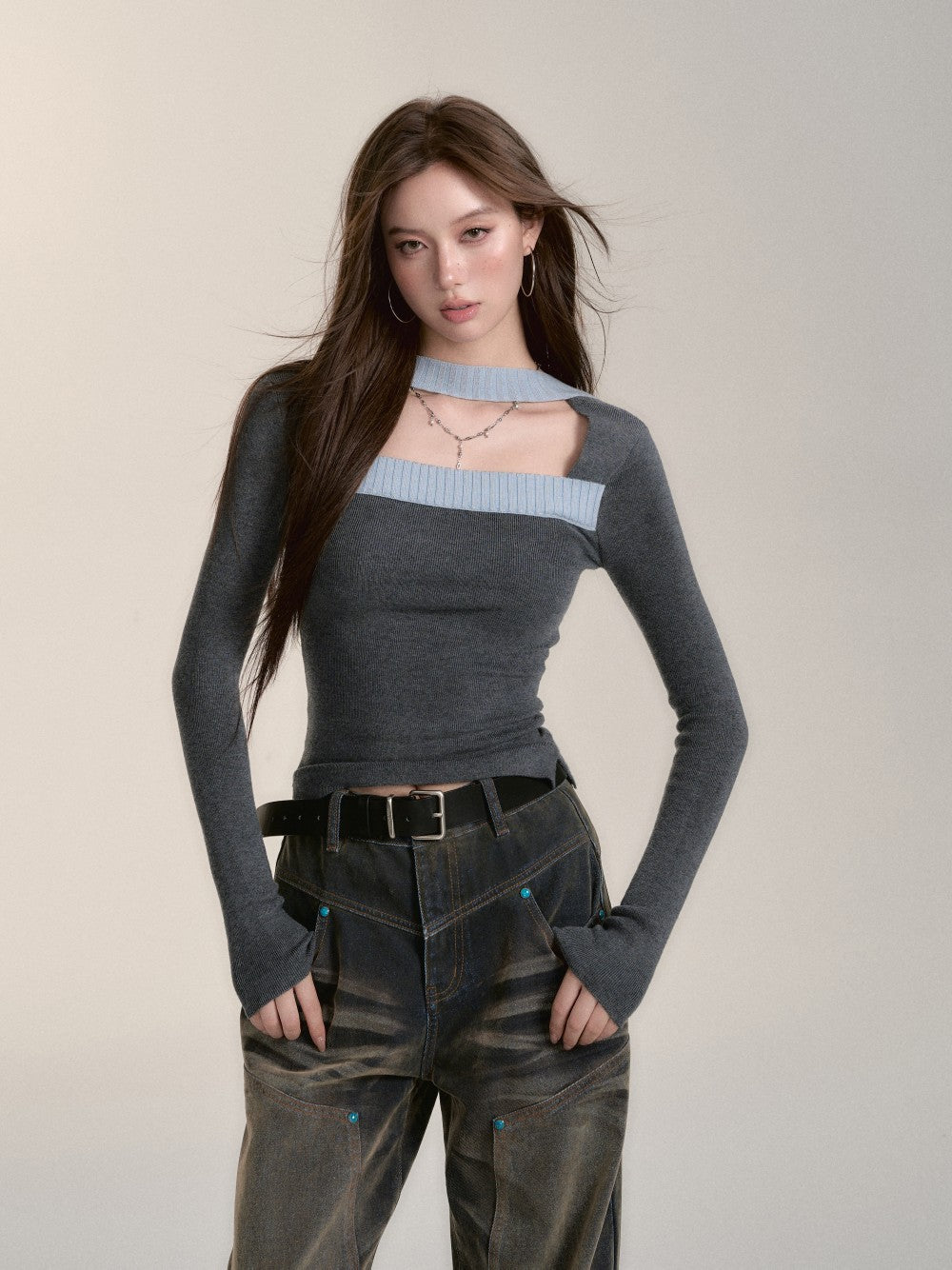 VIA PITTI Sale V24DK213 Contrast Knit Top