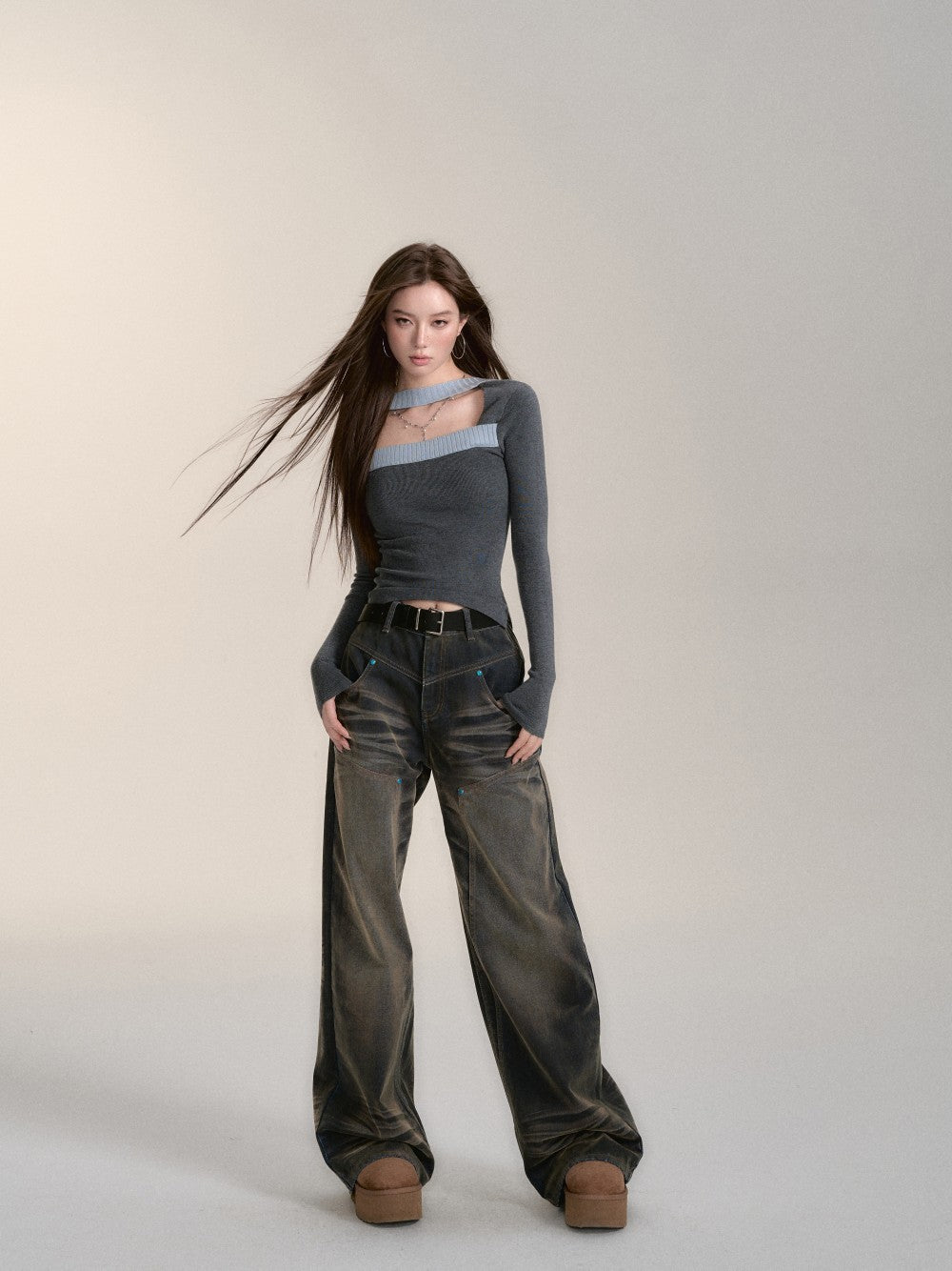 VIA PITTI Sale V24DK213 Contrast Knit Top