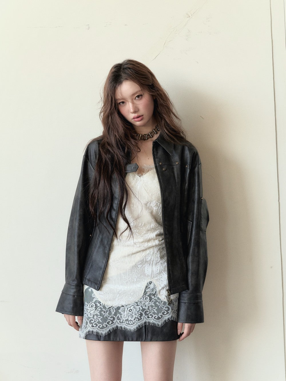 VIA PITTI Sale V24DTP085 Rivet Leather Coat