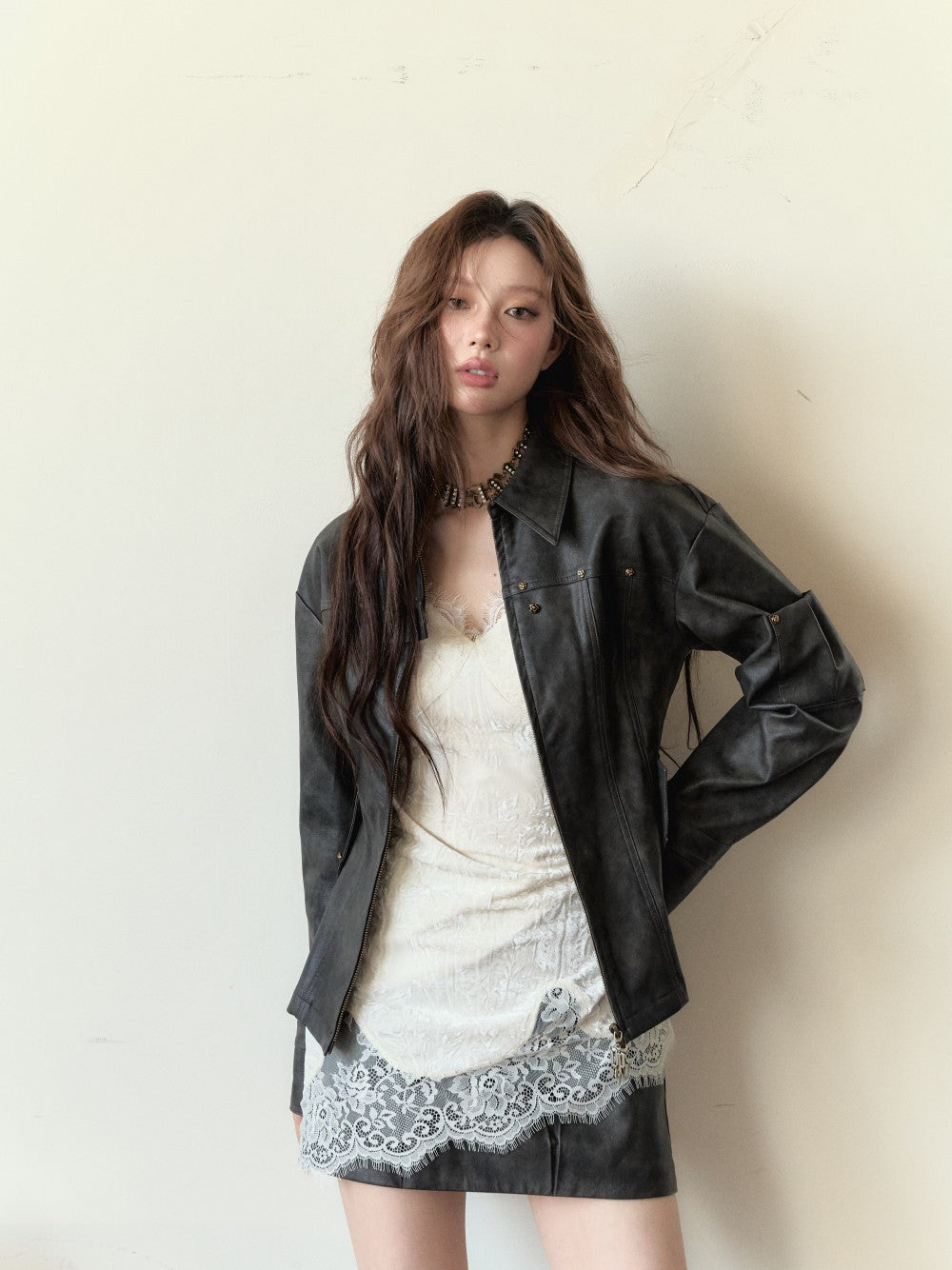VIA PITTI Sale V24DTP085 Rivet Leather Coat