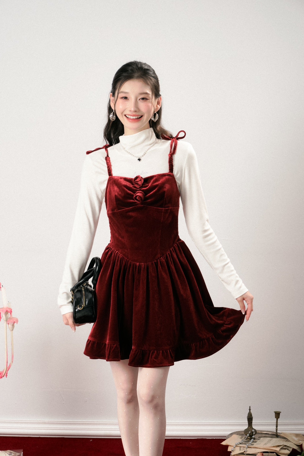 Lafreedom SALE LAC341115 Velvet Mini Dress(2color)