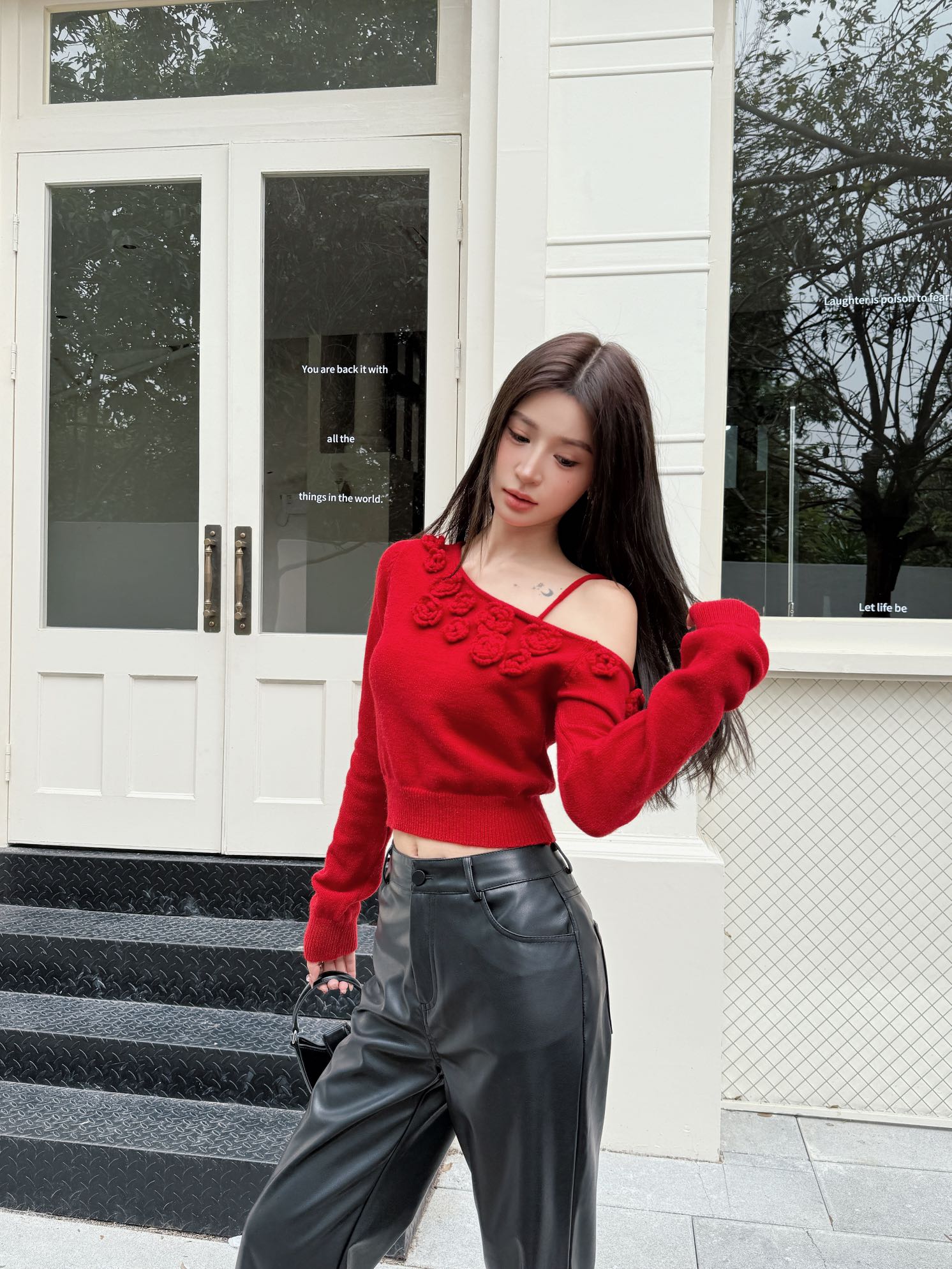 West.Y One-shoulder Top & Slim-fit Leather Pants