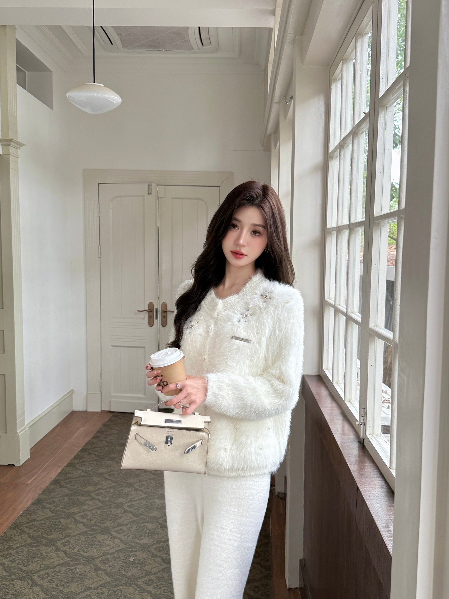 West.Y Mink Fur Cardigan &Mink Knit Pants