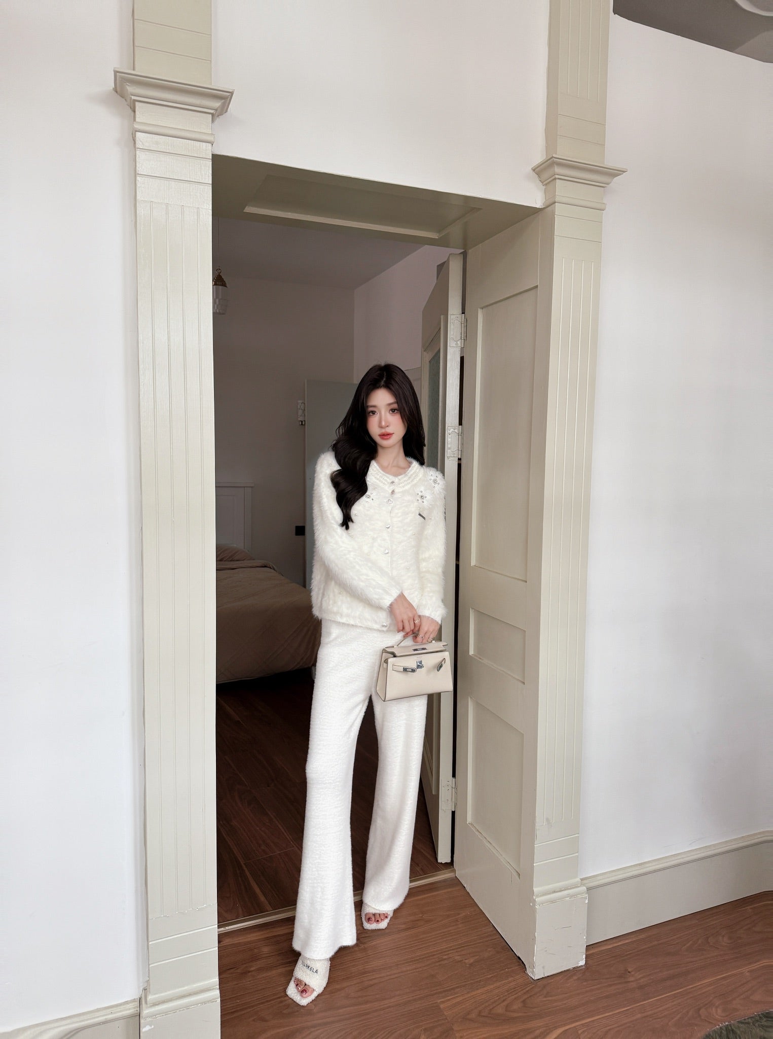West.Y Mink Fur Cardigan &Mink Knit Pants
