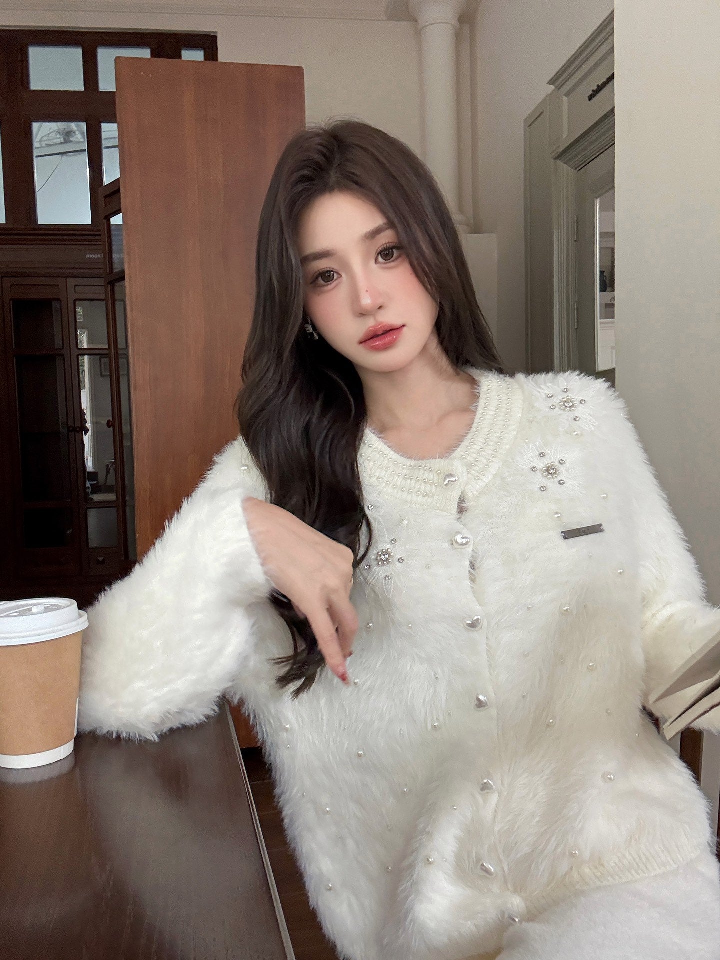 West.Y Mink Fur Cardigan &Mink Knit Pants