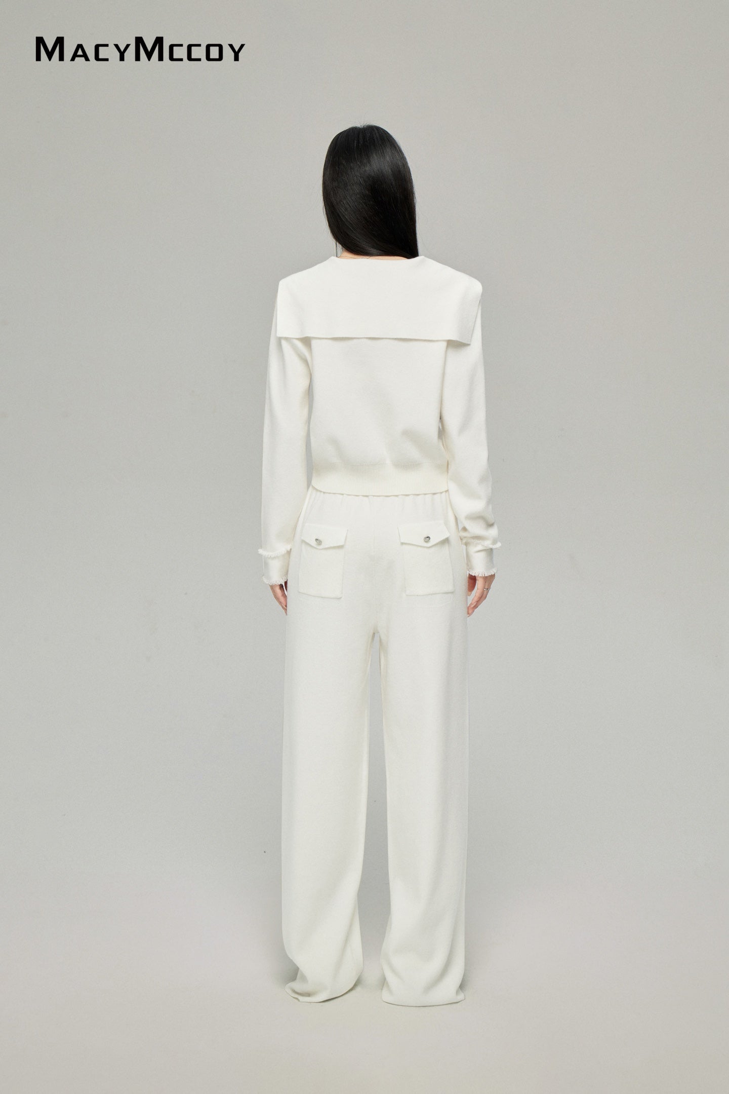 Macy Mccoy MMC2025001 Big collar knitted top + pants set (2color)